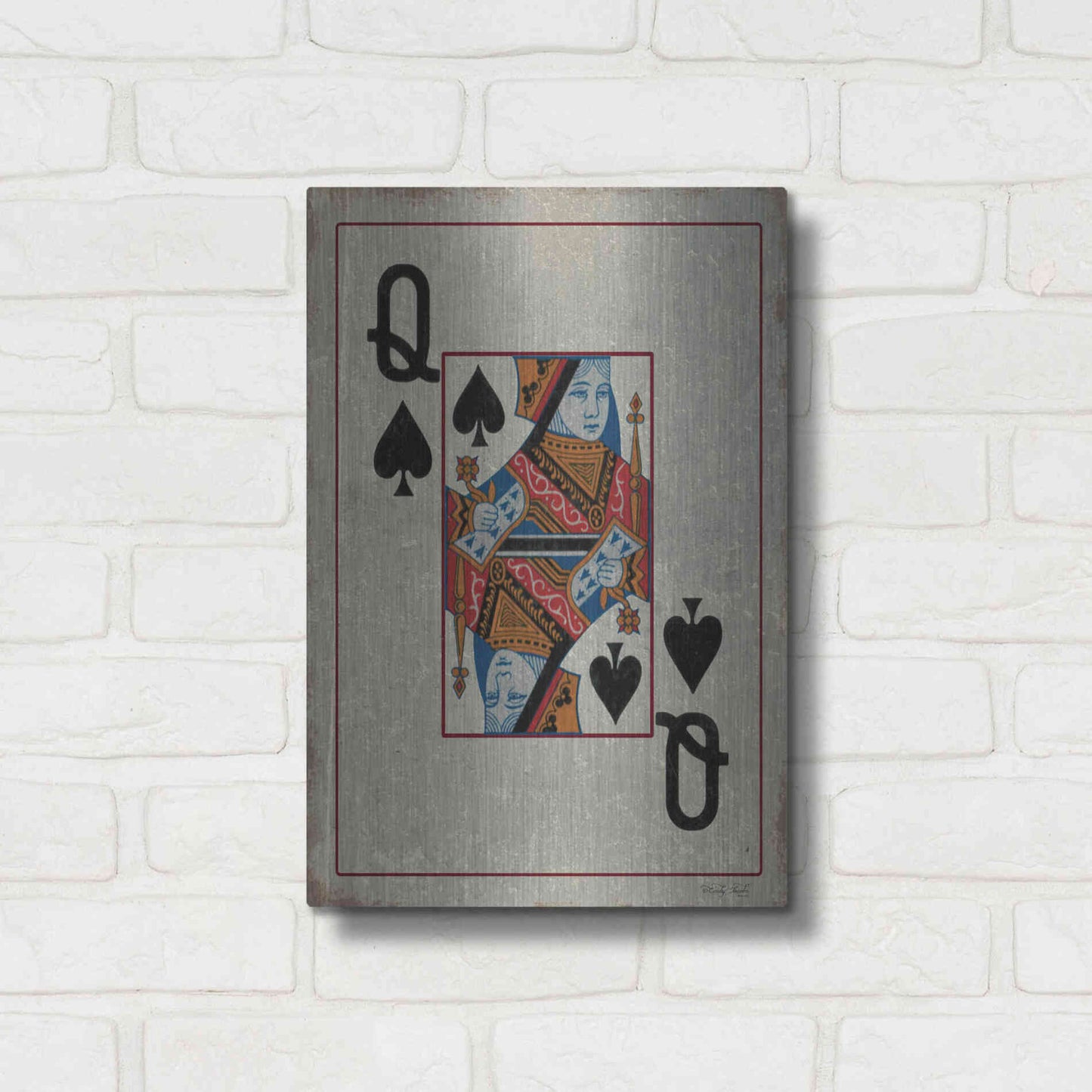 Luxe Metal Art 'Queen of Spades' by Cindy Jacobs, Metal Wall Art,12x16