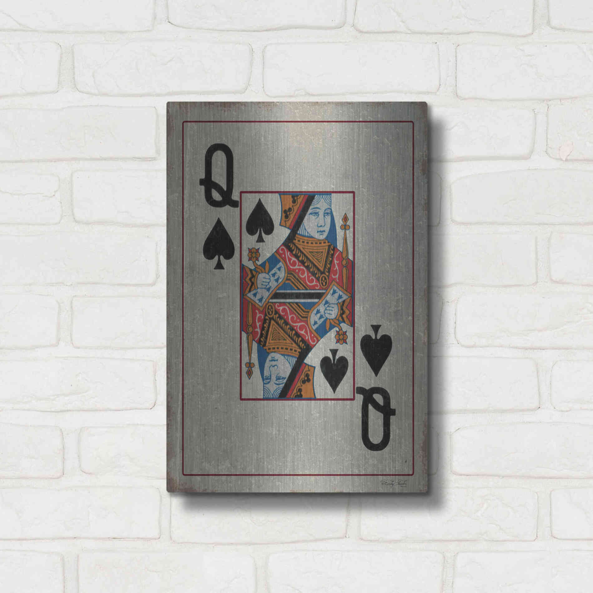 Luxe Metal Art 'Queen of Spades' by Cindy Jacobs, Metal Wall Art,12x16