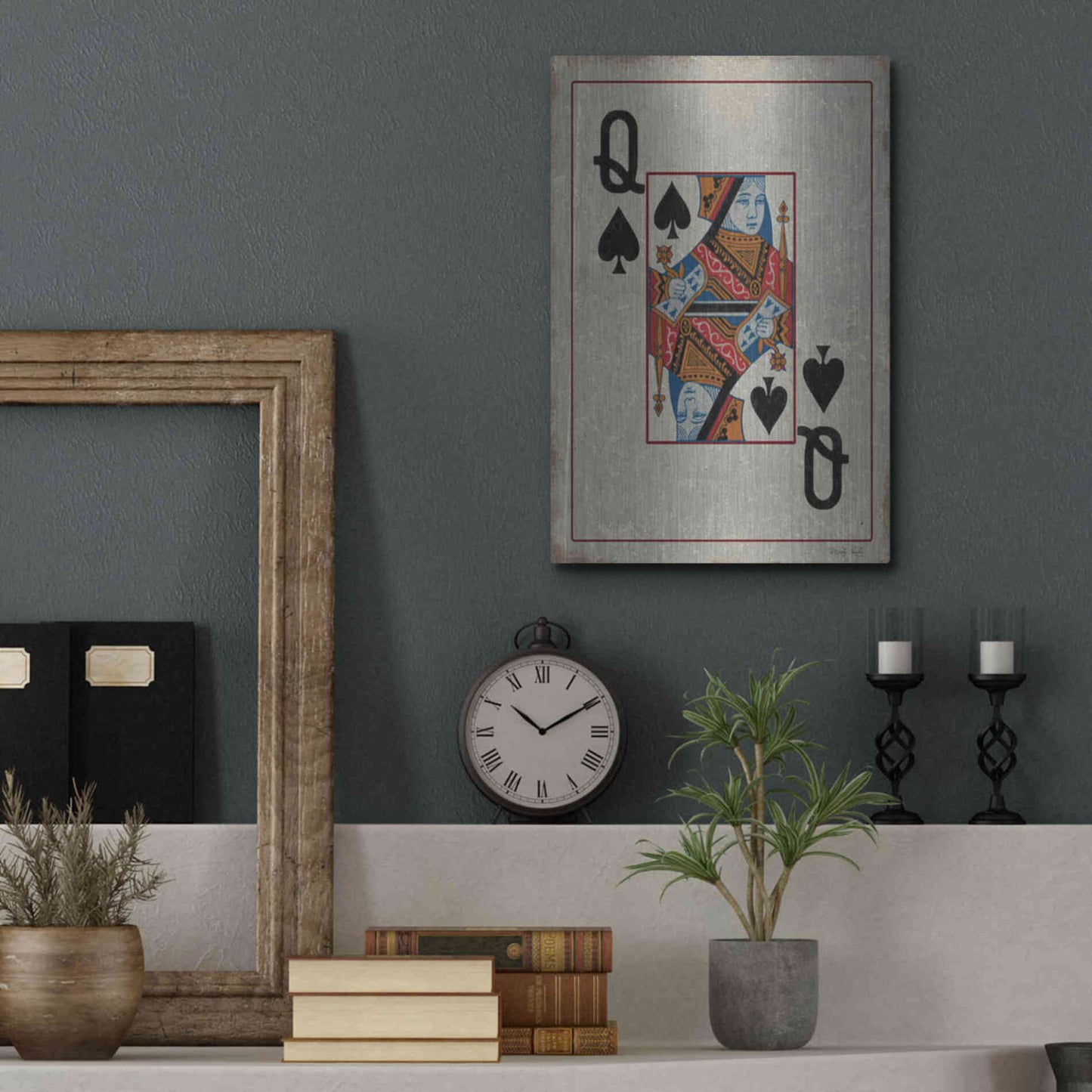 Luxe Metal Art 'Queen of Spades' by Cindy Jacobs, Metal Wall Art,12x16