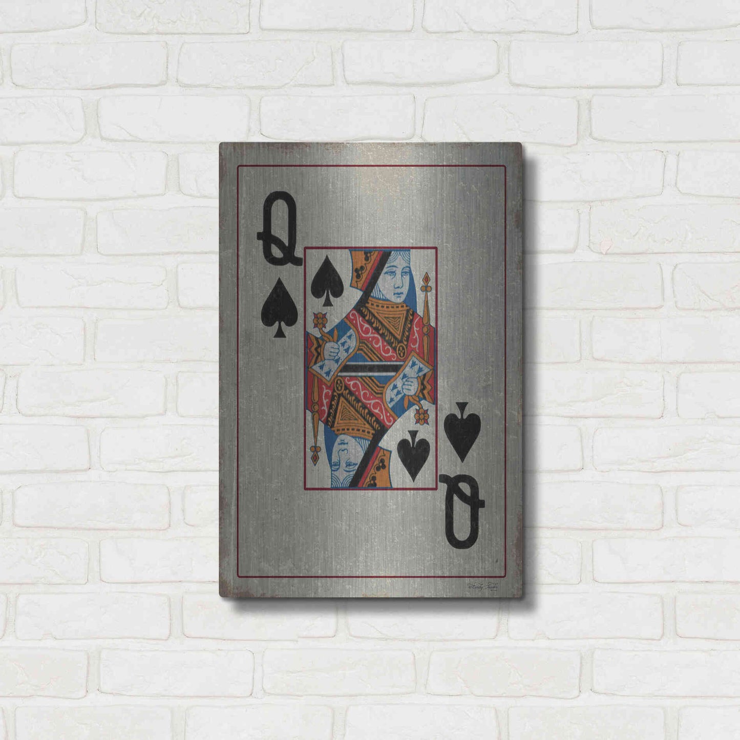 Luxe Metal Art 'Queen of Spades' by Cindy Jacobs, Metal Wall Art,16x24