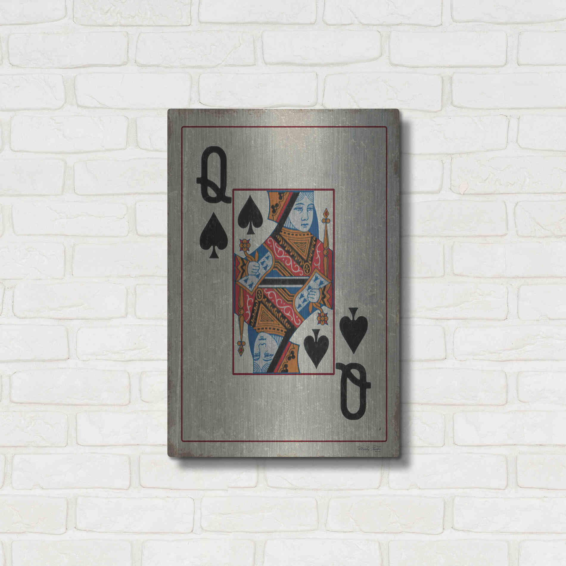 Luxe Metal Art 'Queen of Spades' by Cindy Jacobs, Metal Wall Art,16x24