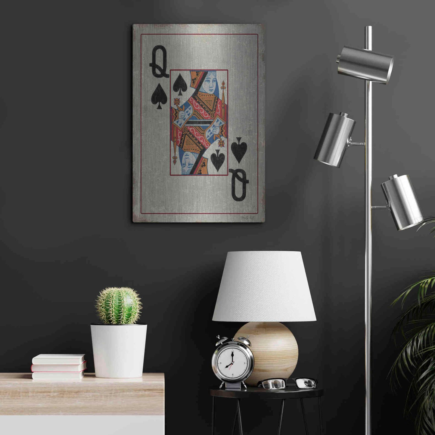 Luxe Metal Art 'Queen of Spades' by Cindy Jacobs, Metal Wall Art,16x24