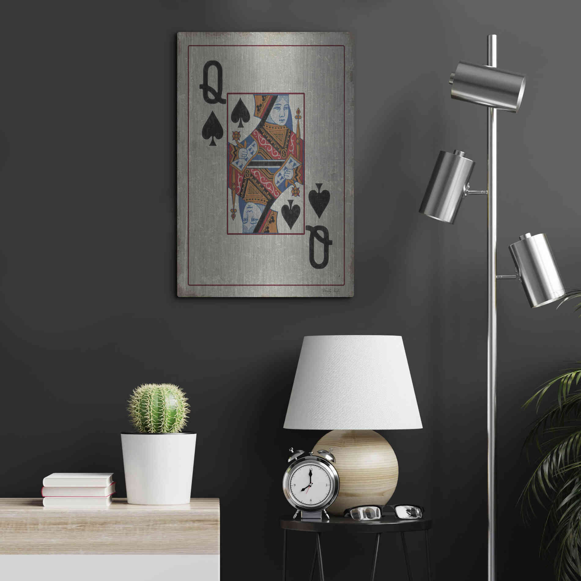 Luxe Metal Art 'Queen of Spades' by Cindy Jacobs, Metal Wall Art,16x24