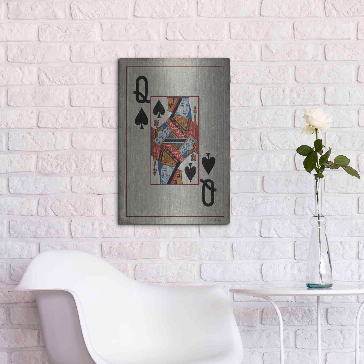 Luxe Metal Art 'Queen of Spades' by Cindy Jacobs, Metal Wall Art,16x24