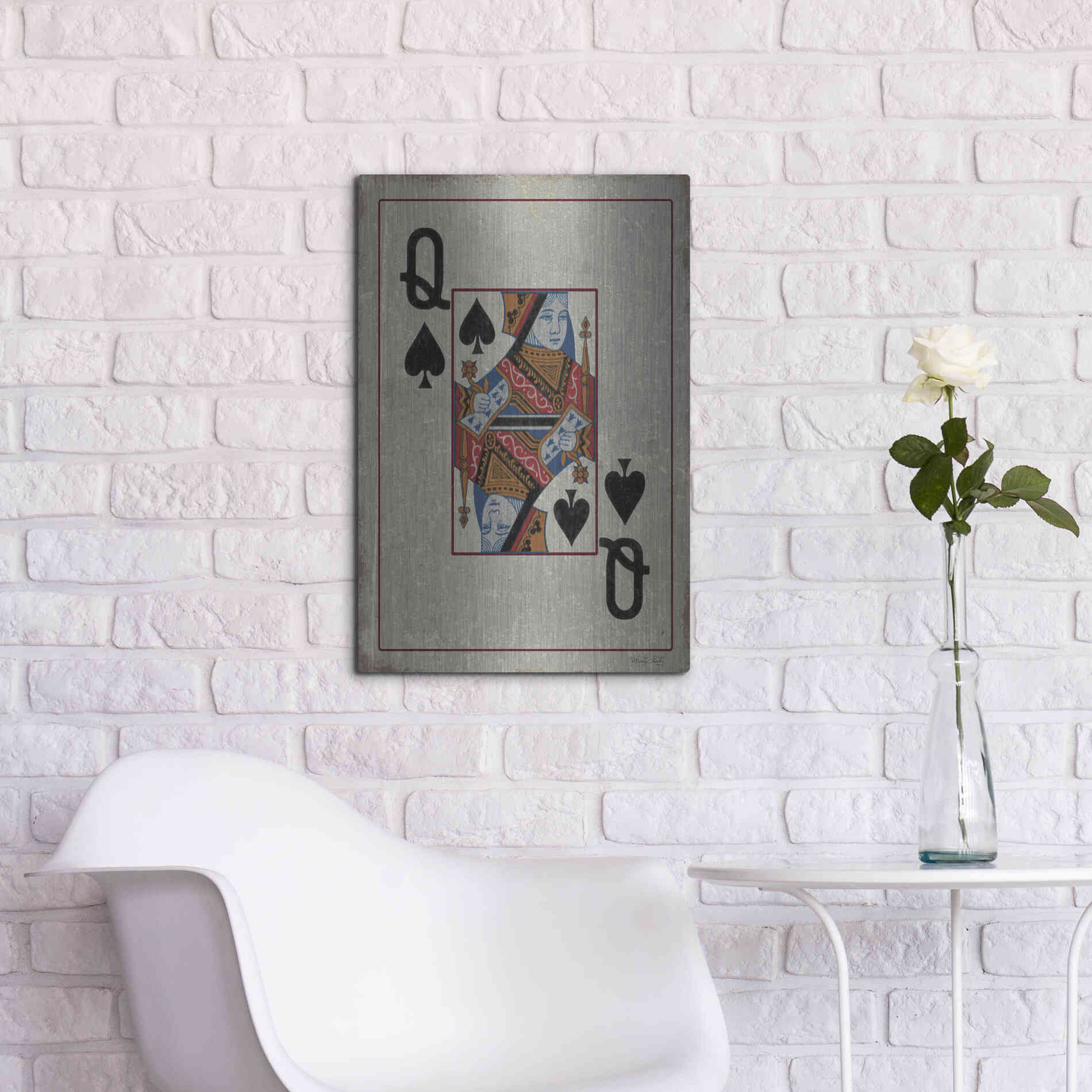 Luxe Metal Art 'Queen of Spades' by Cindy Jacobs, Metal Wall Art,16x24