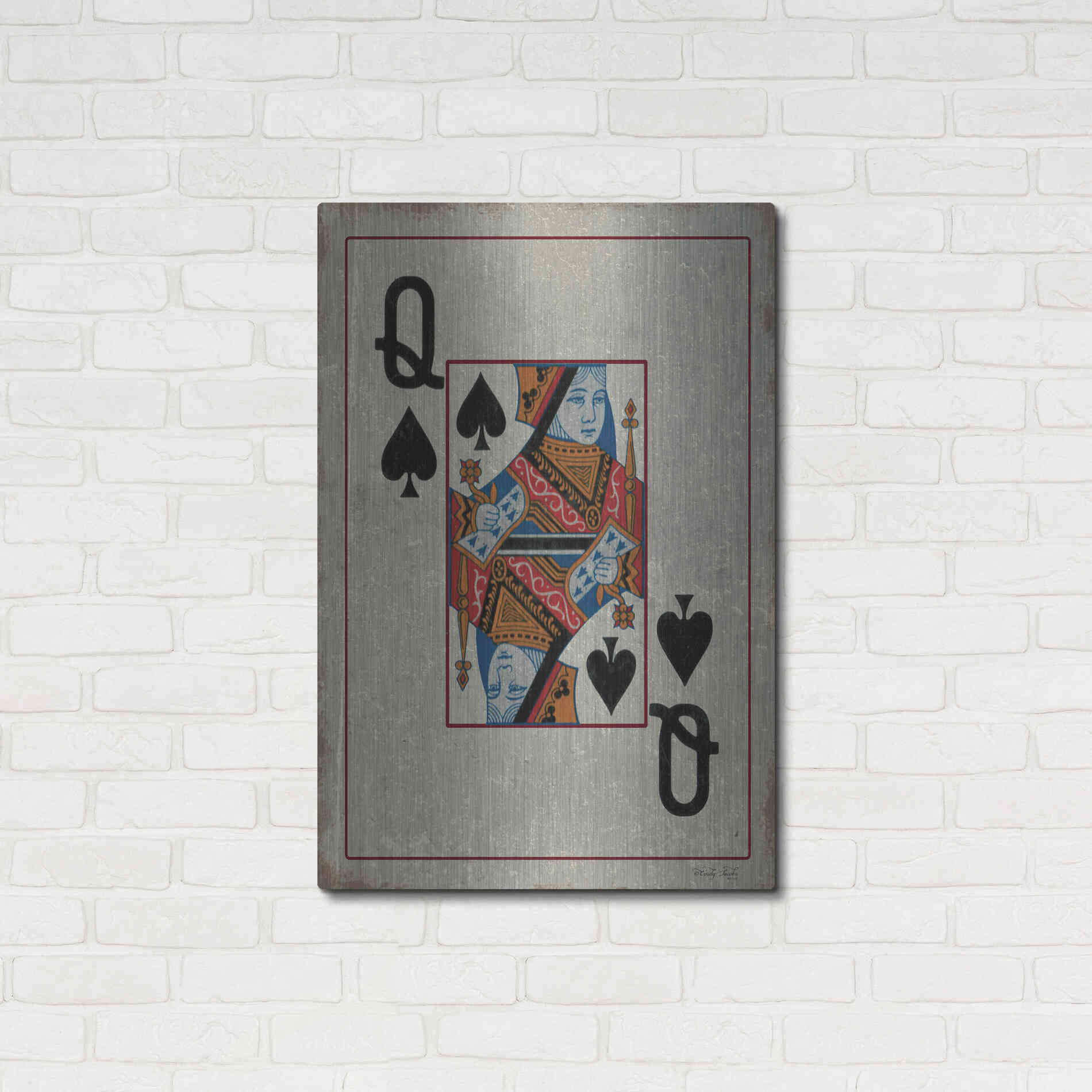 Luxe Metal Art 'Queen of Spades' by Cindy Jacobs, Metal Wall Art,24x36