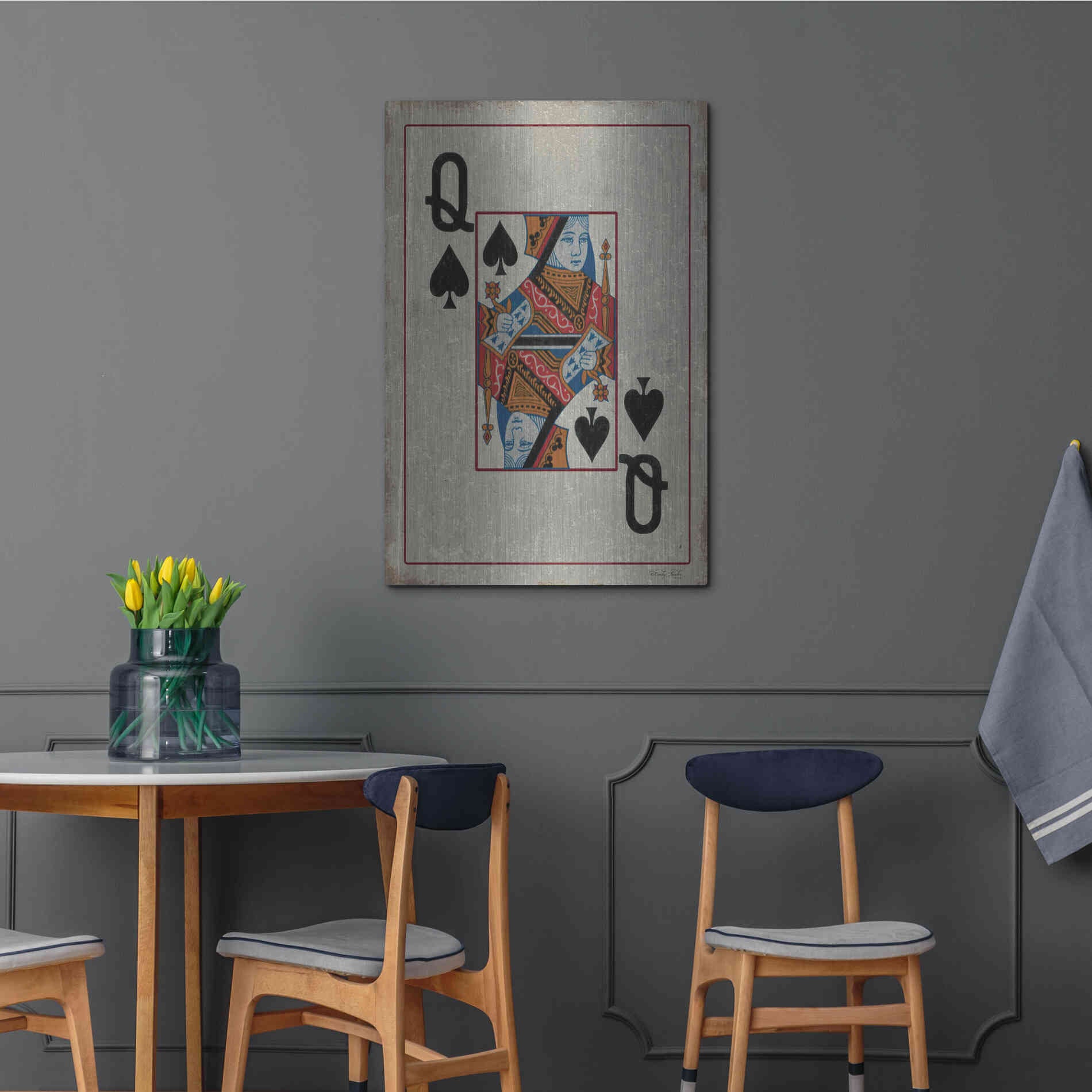 Luxe Metal Art 'Queen of Spades' by Cindy Jacobs, Metal Wall Art,24x36
