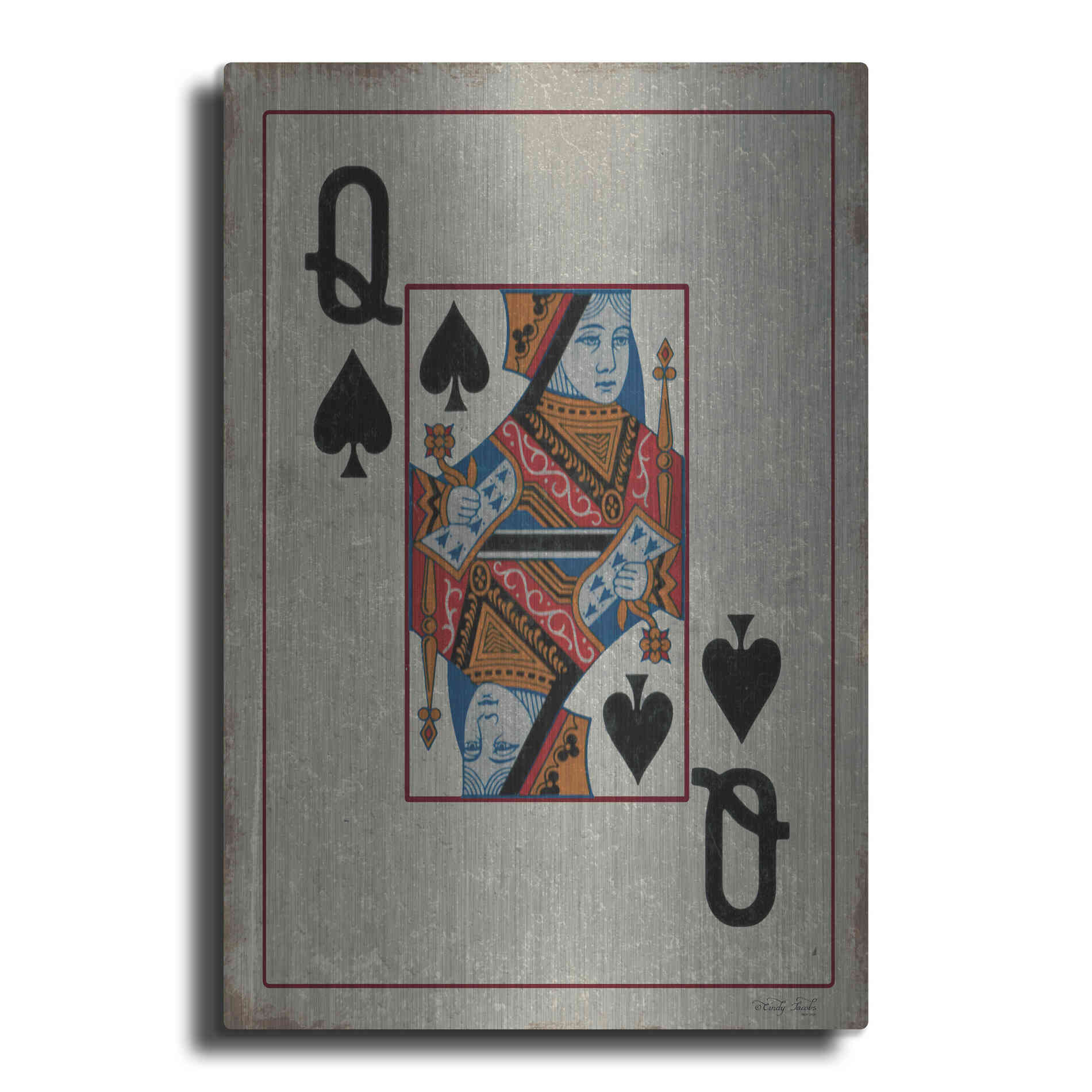 Luxe Metal Art 'Queen of Spades' by Cindy Jacobs, Metal Wall Art