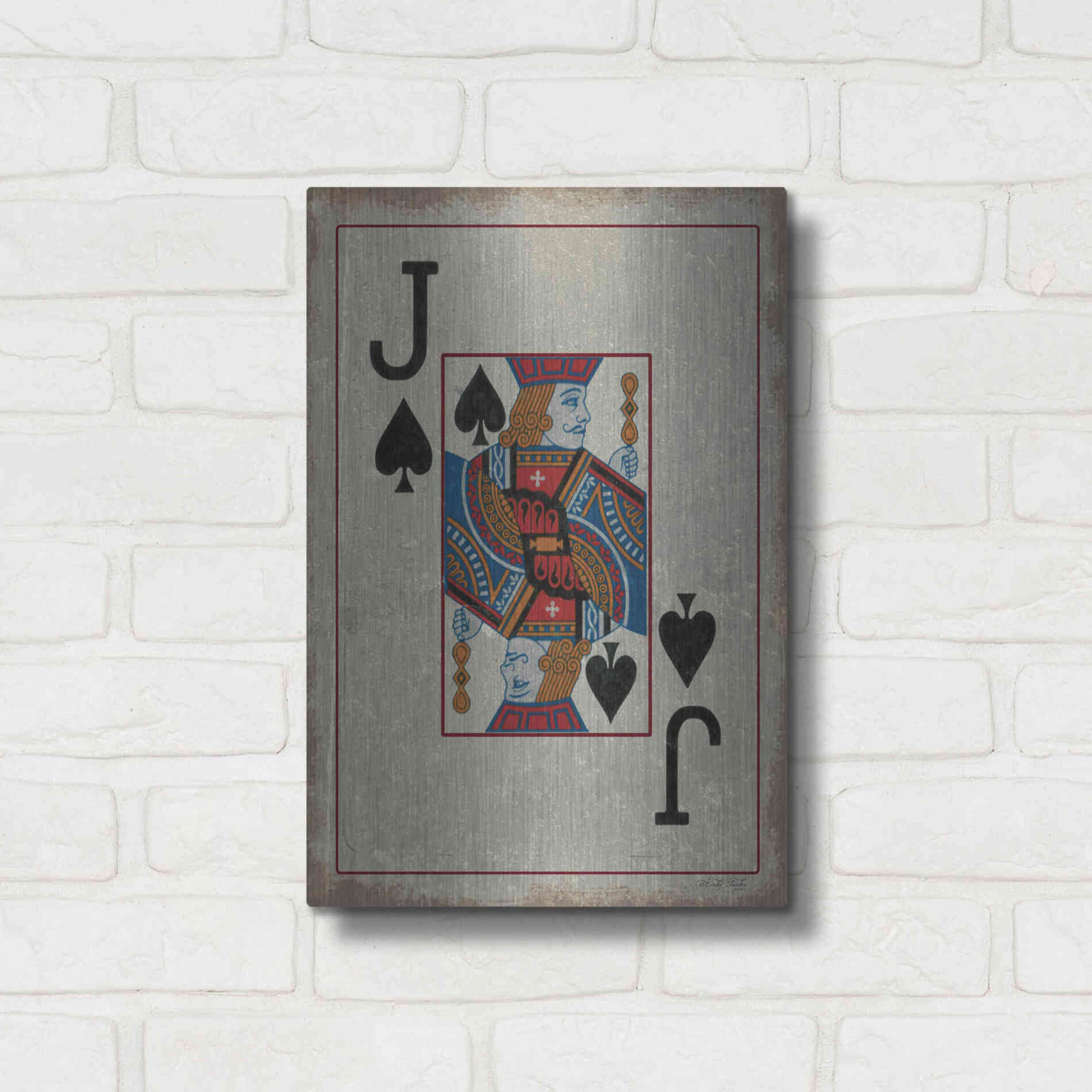 Luxe Metal Art 'Jack of Spades' by Cindy Jacobs, Metal Wall Art,12x16