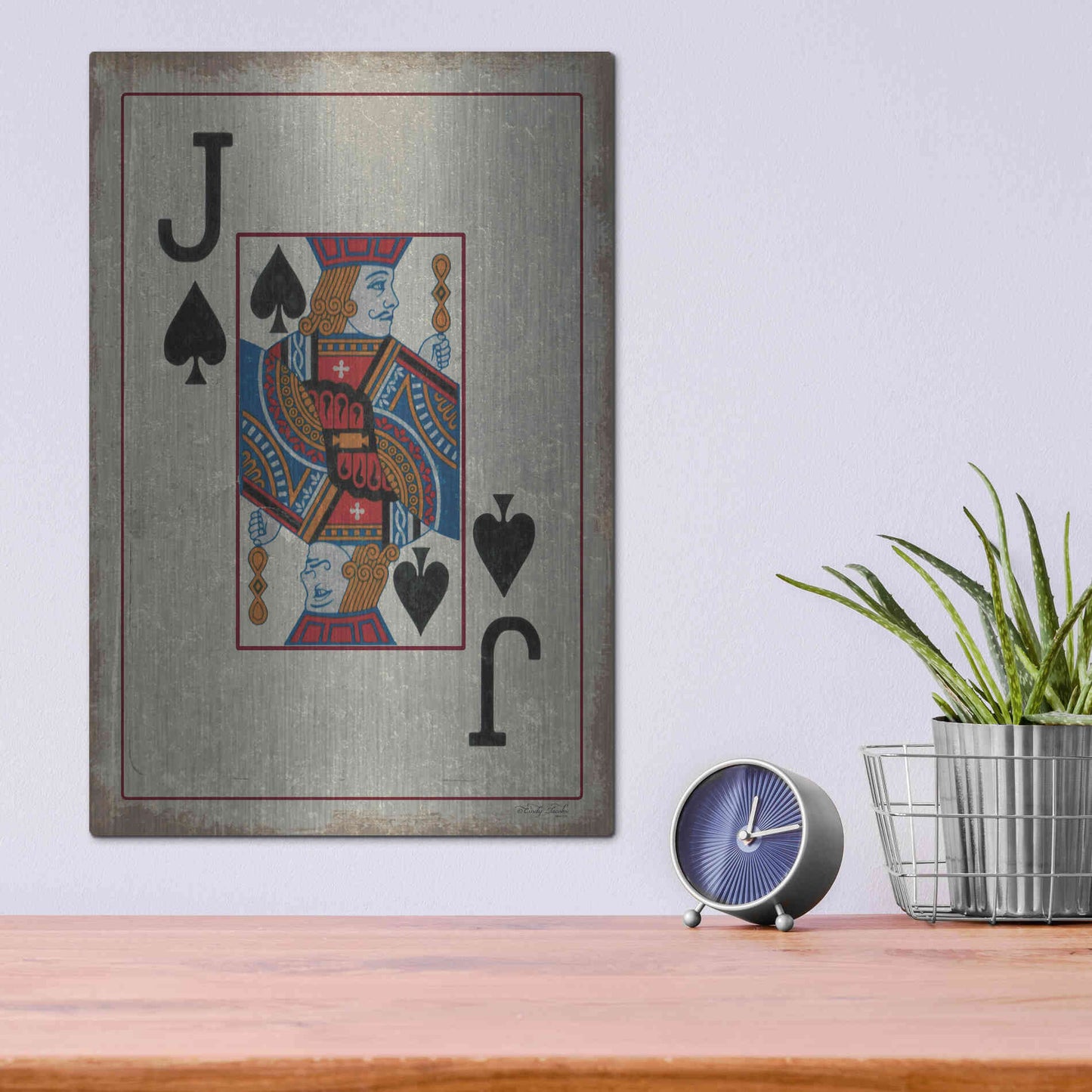 Luxe Metal Art 'Jack of Spades' by Cindy Jacobs, Metal Wall Art,12x16