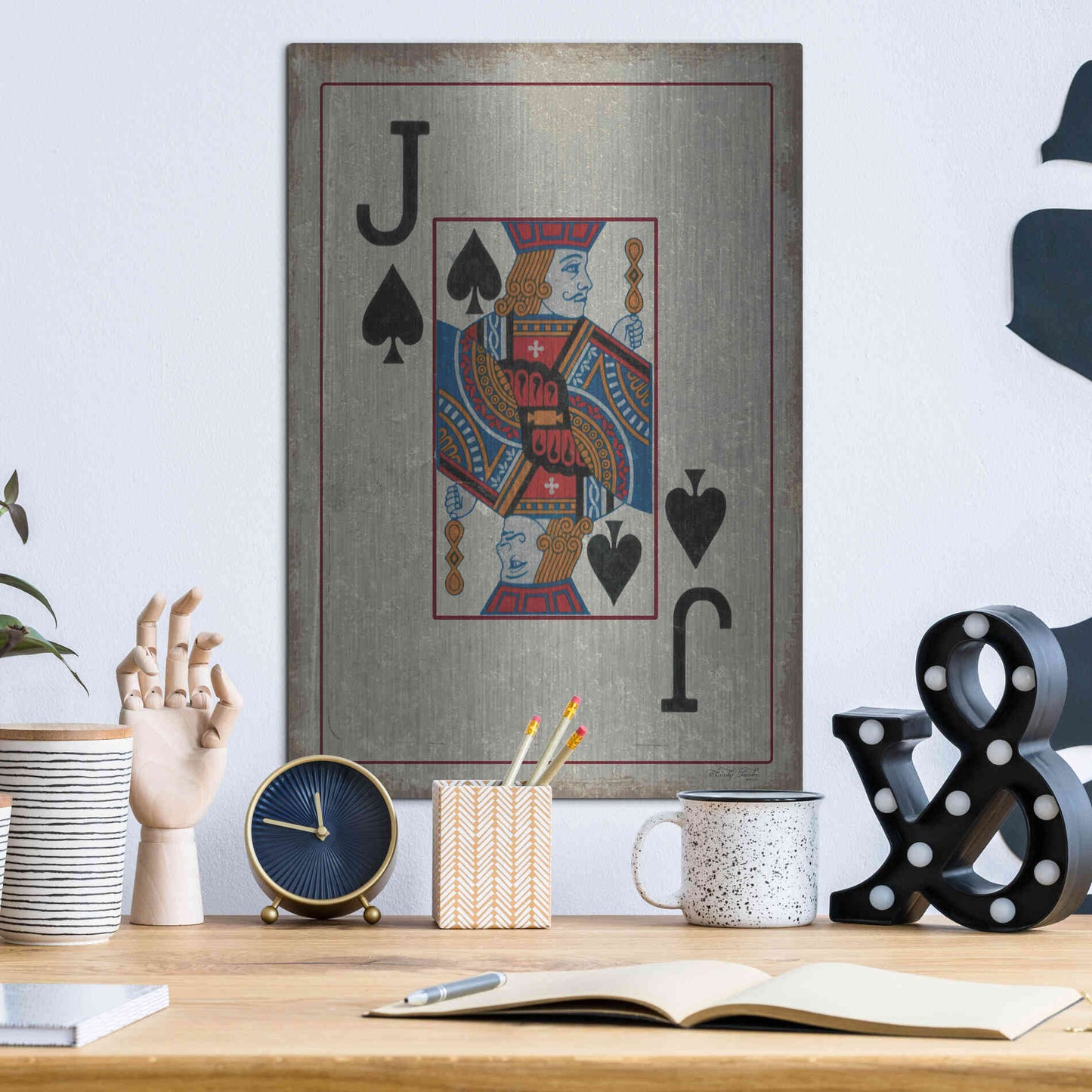 Luxe Metal Art 'Jack of Spades' by Cindy Jacobs, Metal Wall Art,12x16