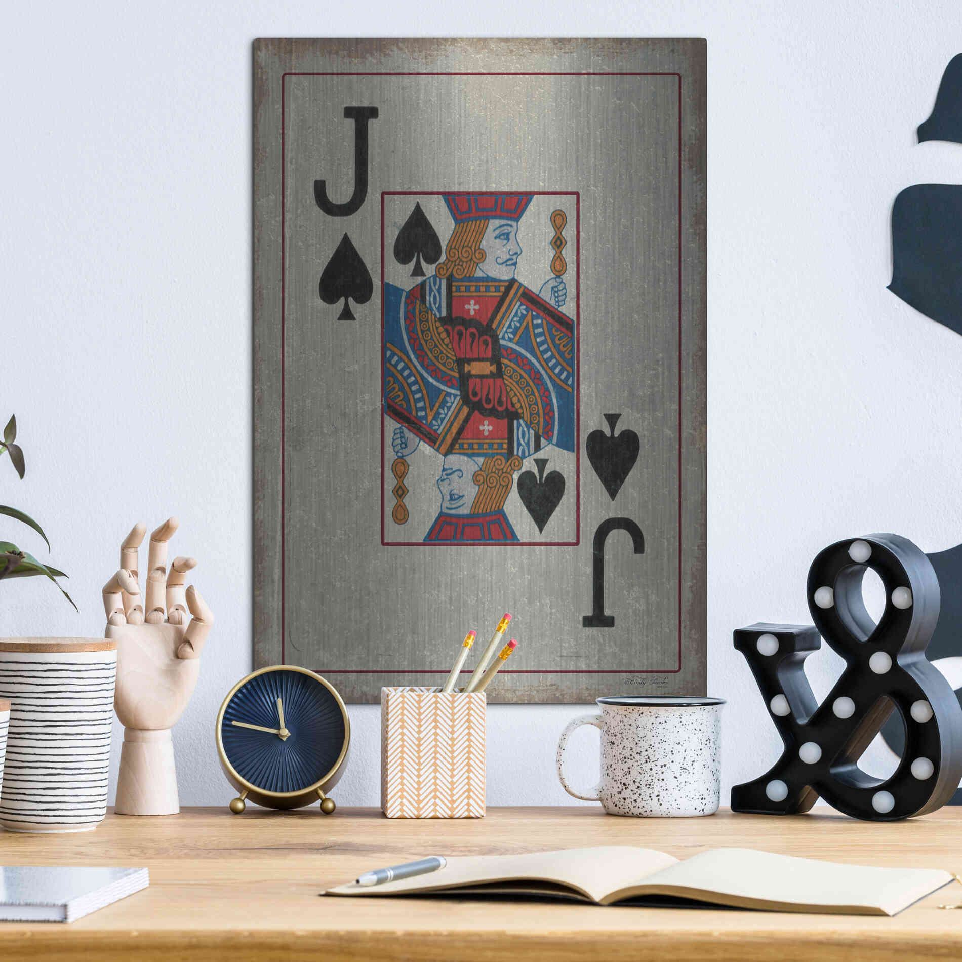 Luxe Metal Art 'Jack of Spades' by Cindy Jacobs, Metal Wall Art,12x16