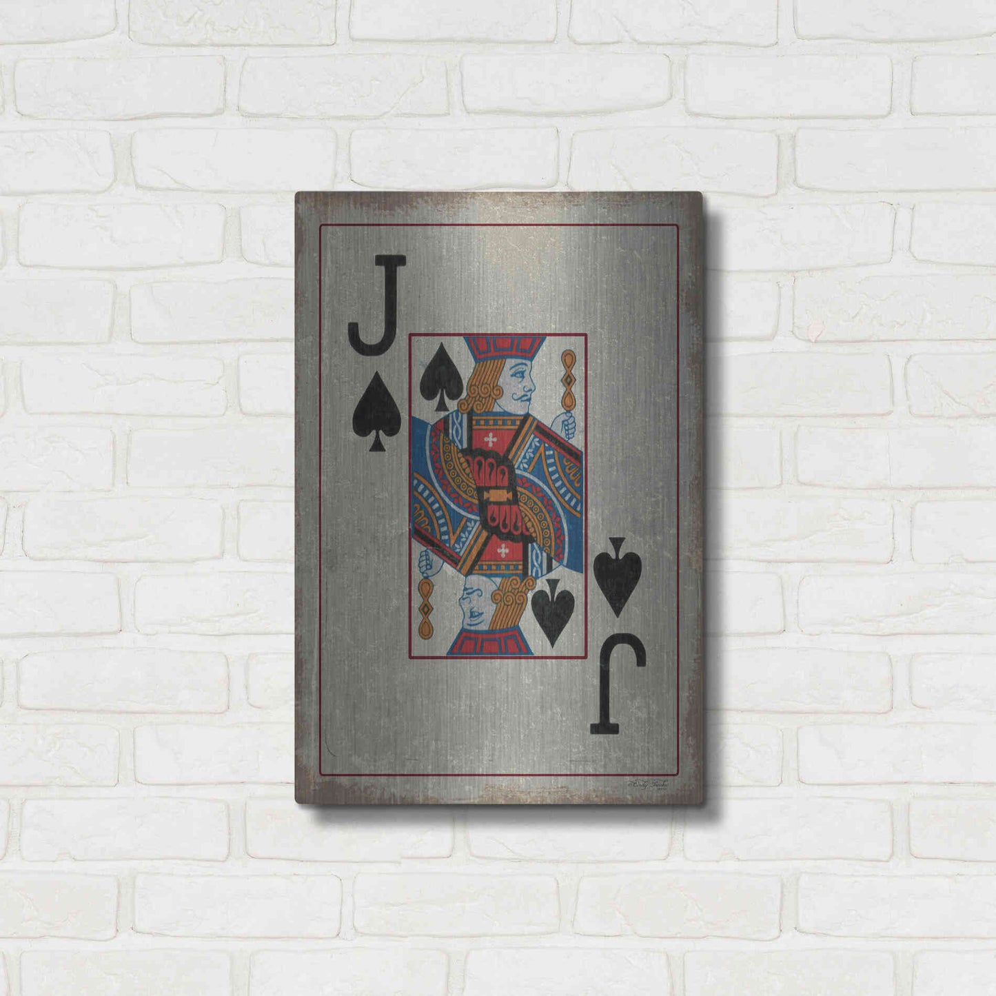 Luxe Metal Art 'Jack of Spades' by Cindy Jacobs, Metal Wall Art,16x24