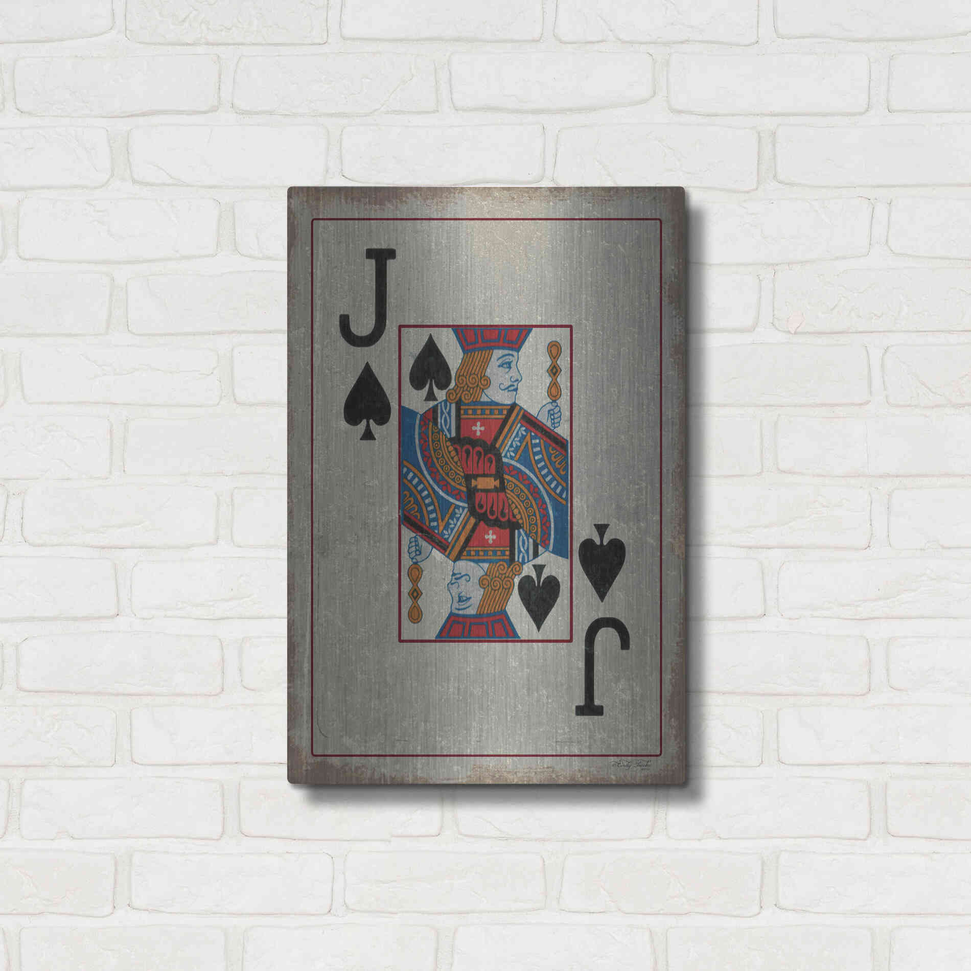 Luxe Metal Art 'Jack of Spades' by Cindy Jacobs, Metal Wall Art,16x24