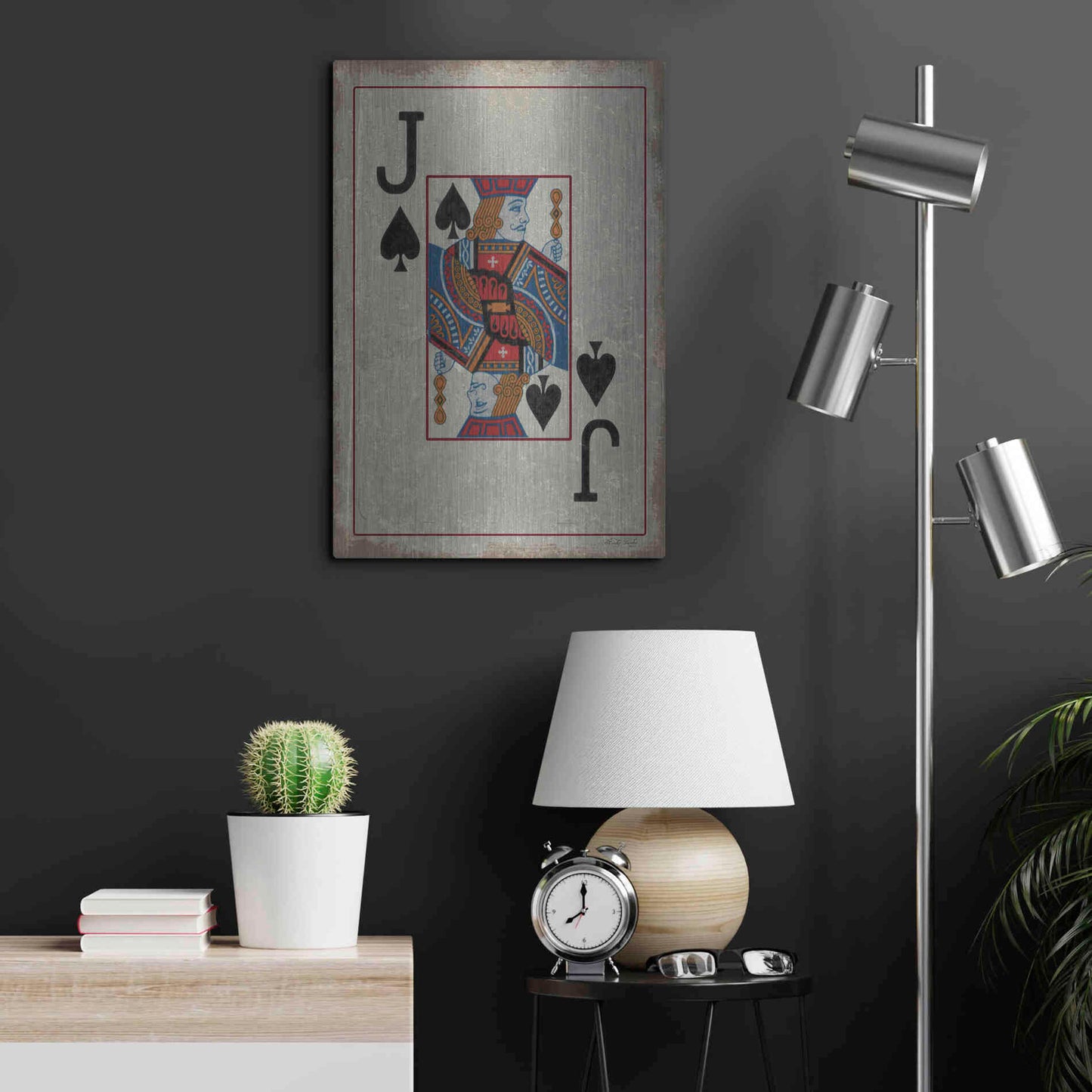 Luxe Metal Art 'Jack of Spades' by Cindy Jacobs, Metal Wall Art,16x24