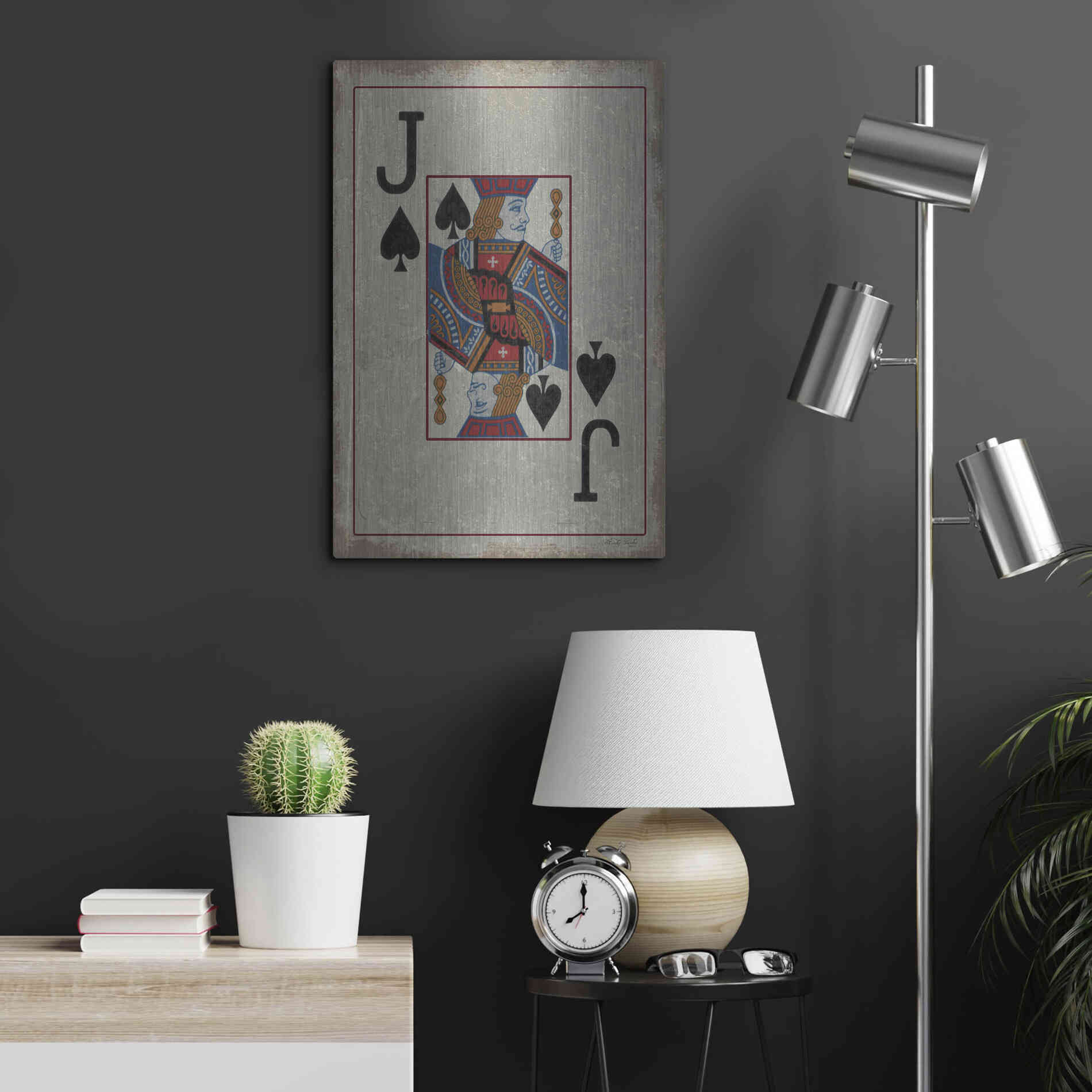 Luxe Metal Art 'Jack of Spades' by Cindy Jacobs, Metal Wall Art,16x24