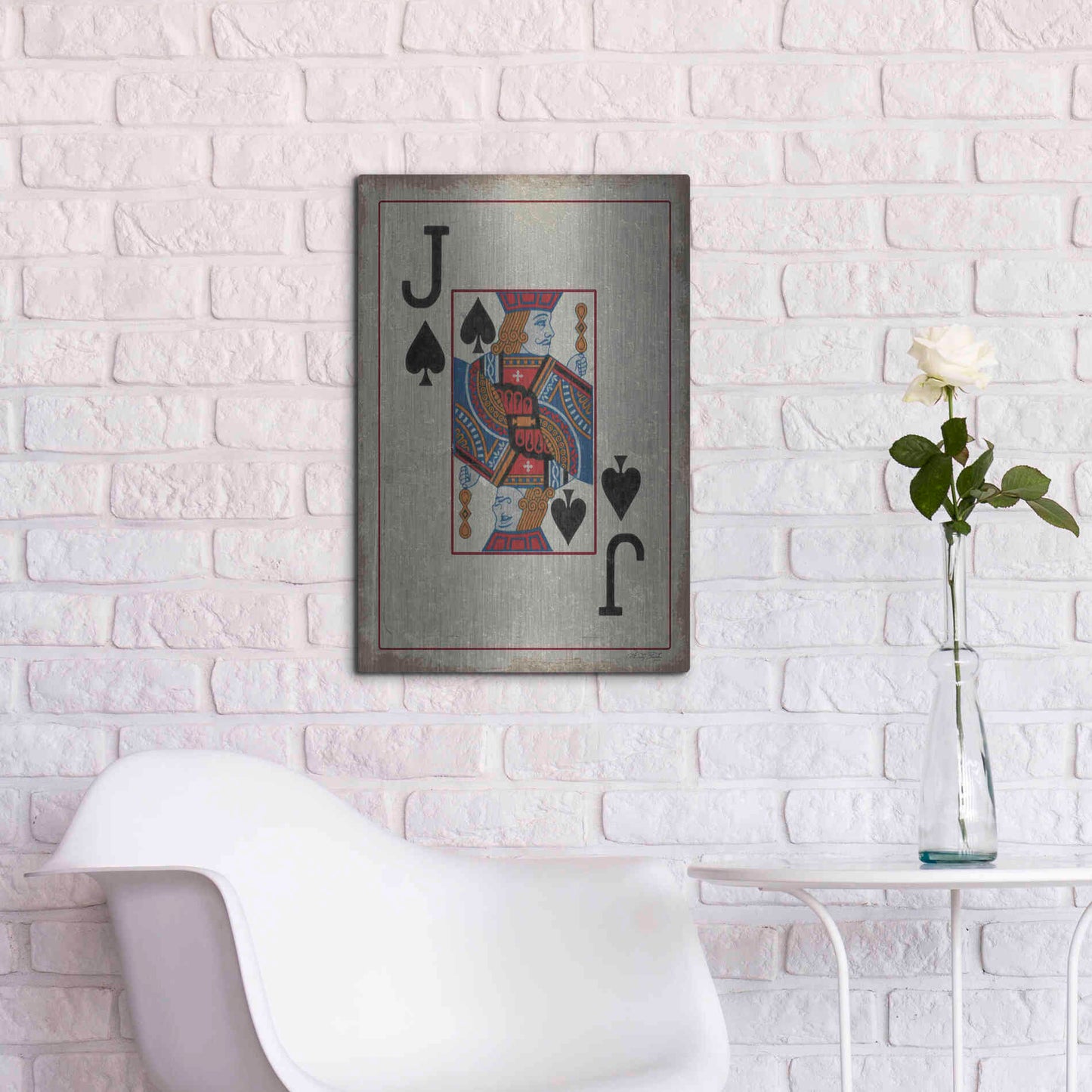 Luxe Metal Art 'Jack of Spades' by Cindy Jacobs, Metal Wall Art,16x24