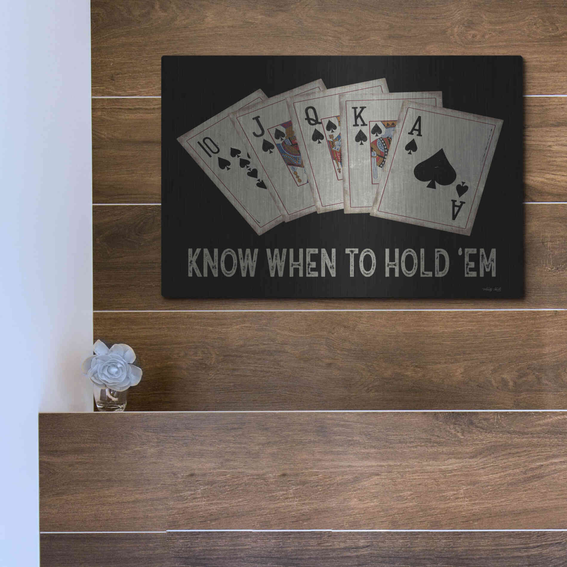 Luxe Metal Art 'Know When to Hold 'em' by Cindy Jacobs, Metal Wall Art,16x12