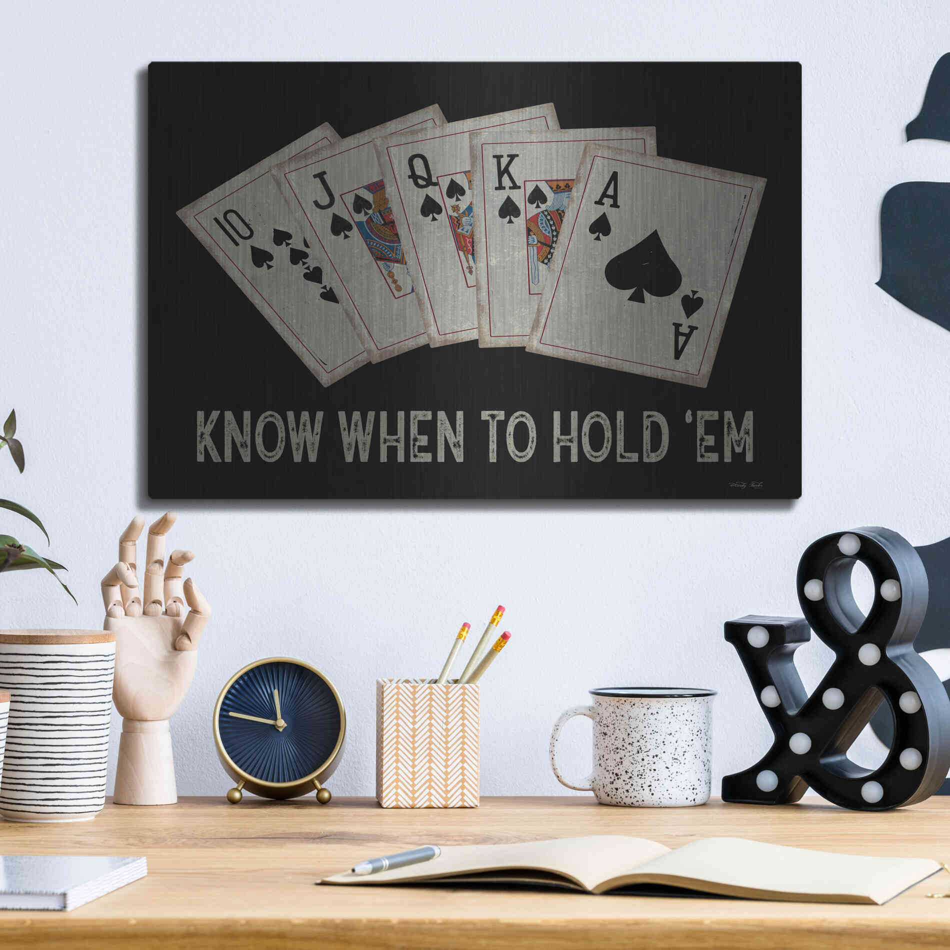 Luxe Metal Art 'Know When to Hold 'em' by Cindy Jacobs, Metal Wall Art,16x12