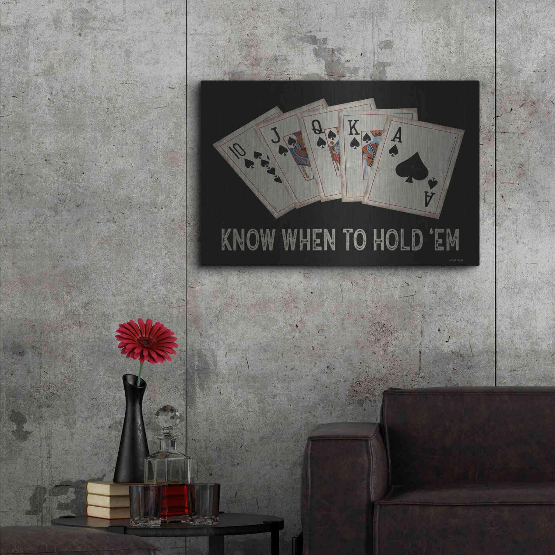 Luxe Metal Art 'Know When to Hold 'em' by Cindy Jacobs, Metal Wall Art,36x24