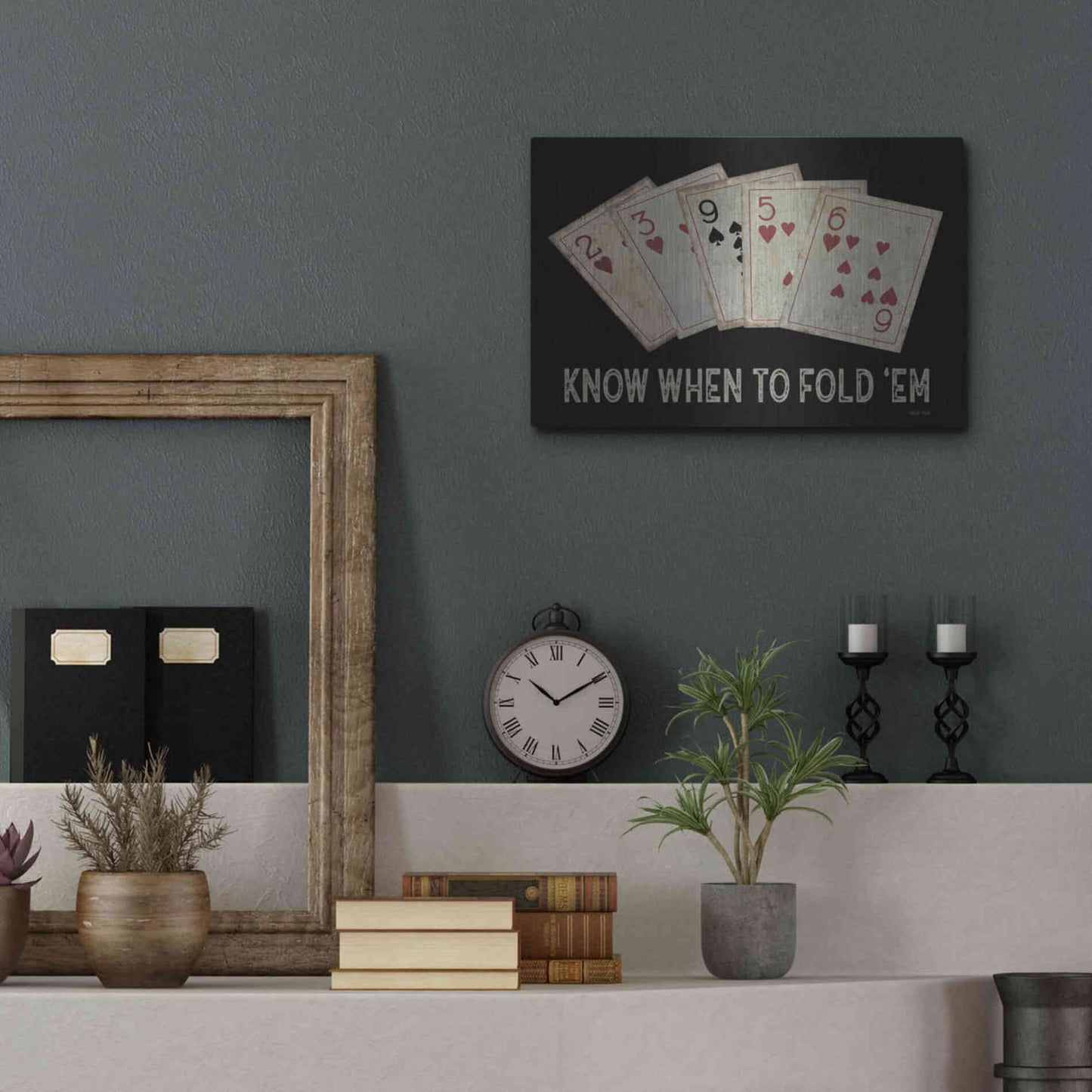 Luxe Metal Art 'Know When to Fold 'em' by Cindy Jacobs, Metal Wall Art,16x12