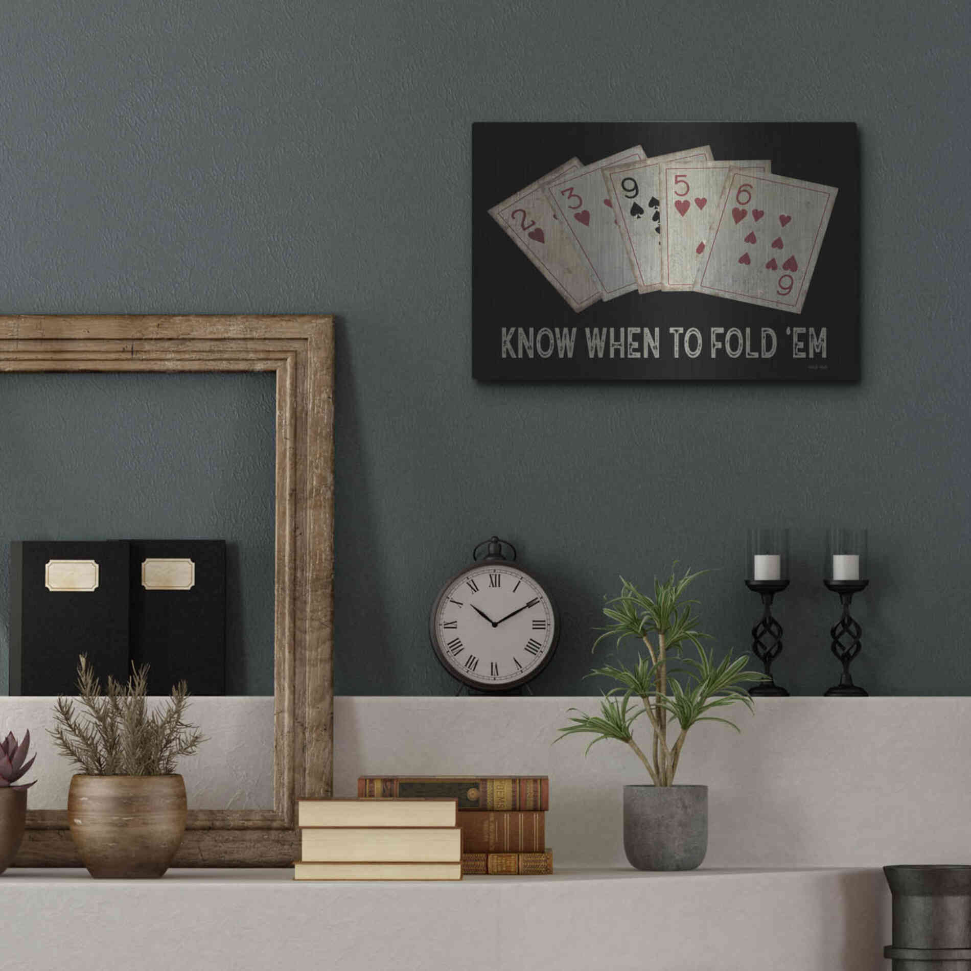 Luxe Metal Art 'Know When to Fold 'em' by Cindy Jacobs, Metal Wall Art,16x12