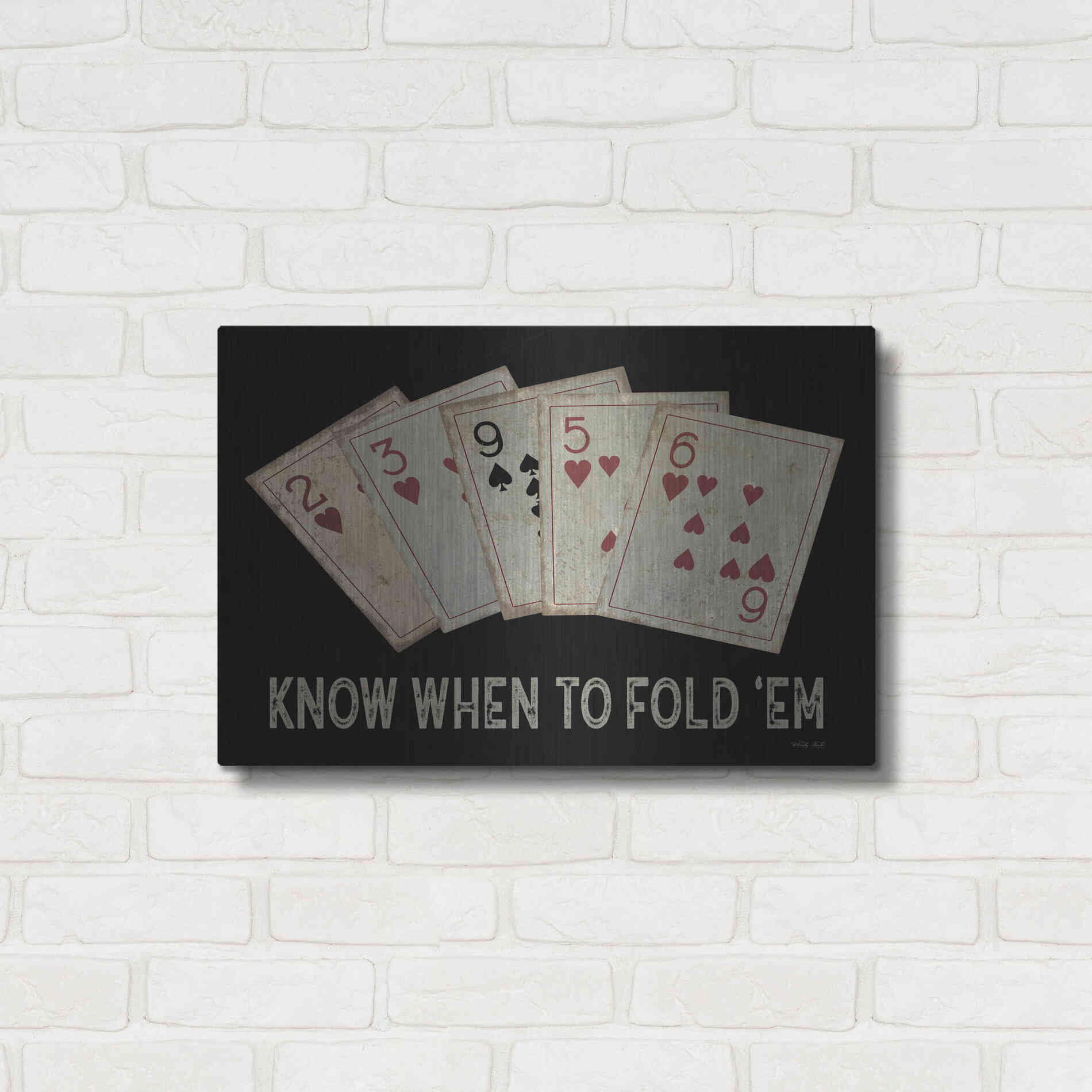 Luxe Metal Art 'Know When to Fold 'em' by Cindy Jacobs, Metal Wall Art,24x16