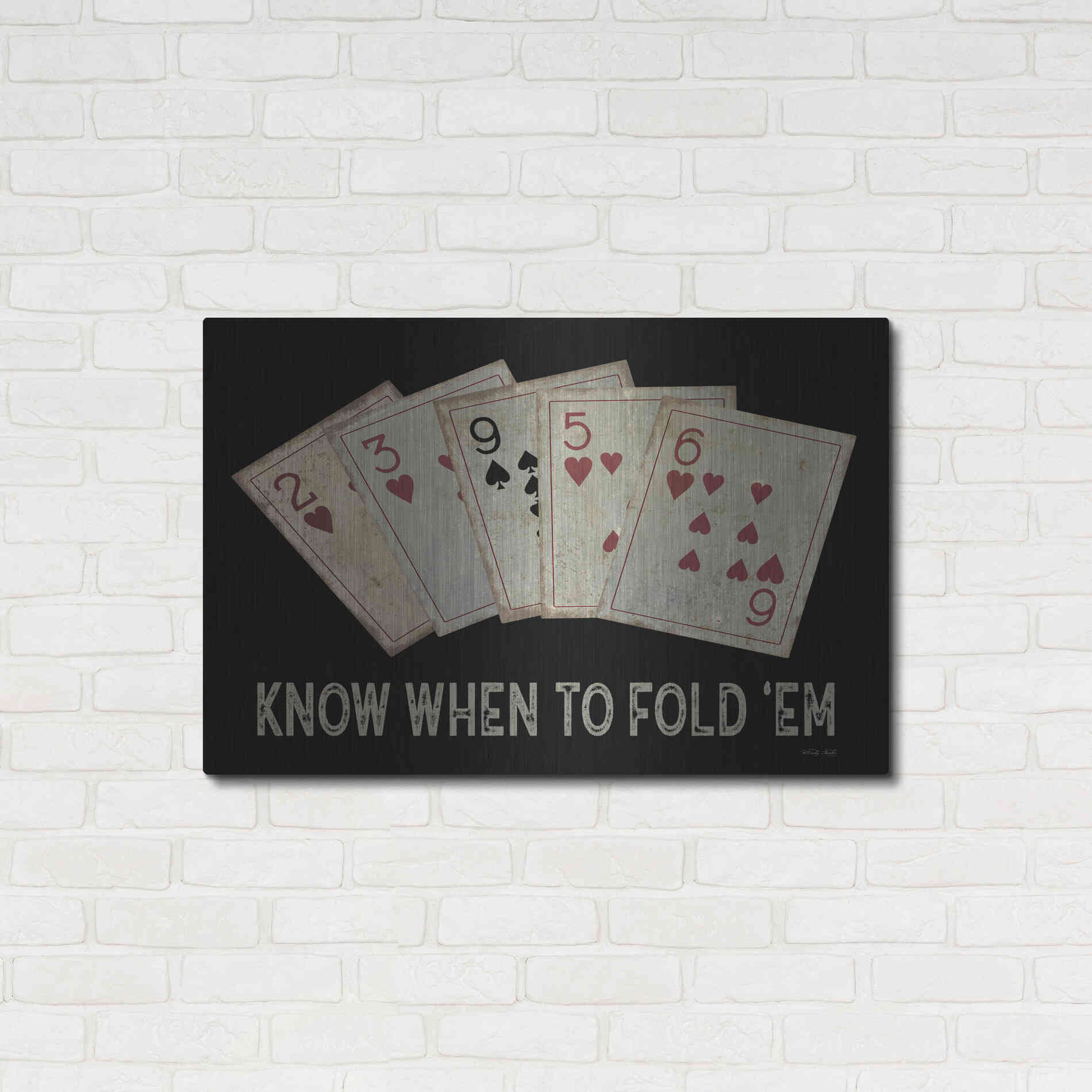 Luxe Metal Art 'Know When to Fold 'em' by Cindy Jacobs, Metal Wall Art,36x24