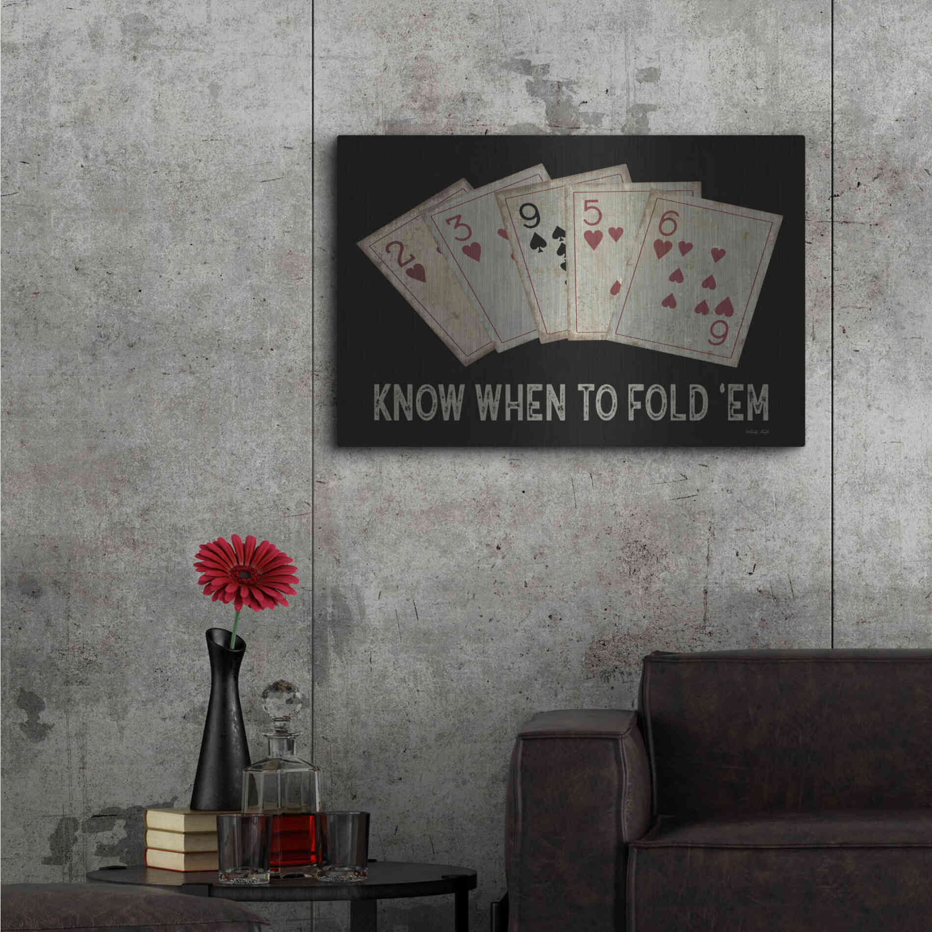 Luxe Metal Art 'Know When to Fold 'em' by Cindy Jacobs, Metal Wall Art,36x24