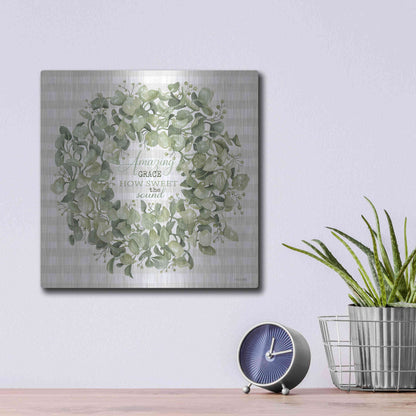Luxe Metal Art 'Amazing Grace Wreath' by Cindy Jacobs, Metal Wall Art,12x12