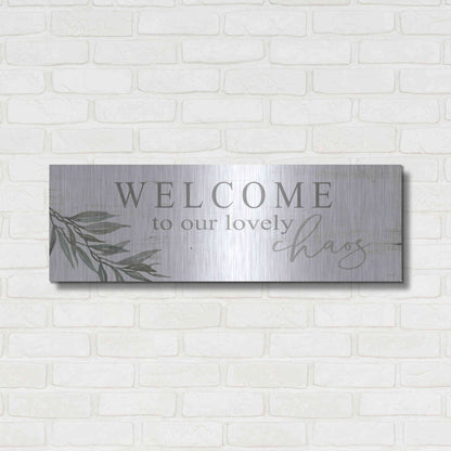 Luxe Metal Art 'Welcome to Our Lovely Chaos' by Cindy Jacobs, Metal Wall Art,36x12