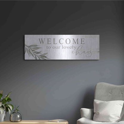 Luxe Metal Art 'Welcome to Our Lovely Chaos' by Cindy Jacobs, Metal Wall Art,36x12