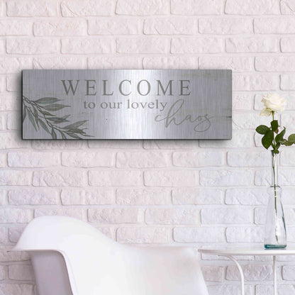 Luxe Metal Art 'Welcome to Our Lovely Chaos' by Cindy Jacobs, Metal Wall Art,36x12