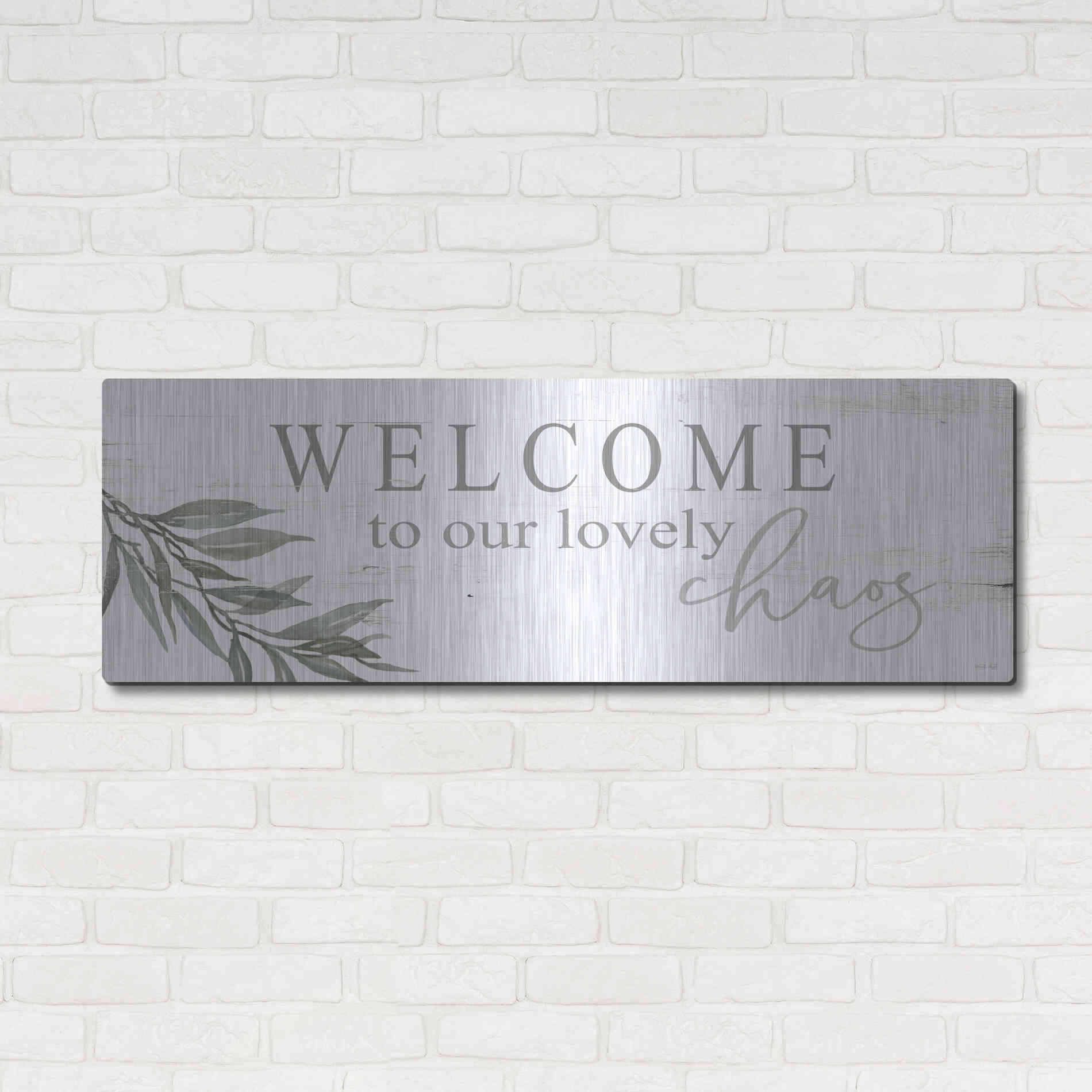 Luxe Metal Art 'Welcome to Our Lovely Chaos' by Cindy Jacobs, Metal Wall Art,48x16