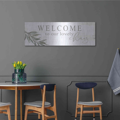 Luxe Metal Art 'Welcome to Our Lovely Chaos' by Cindy Jacobs, Metal Wall Art,48x16