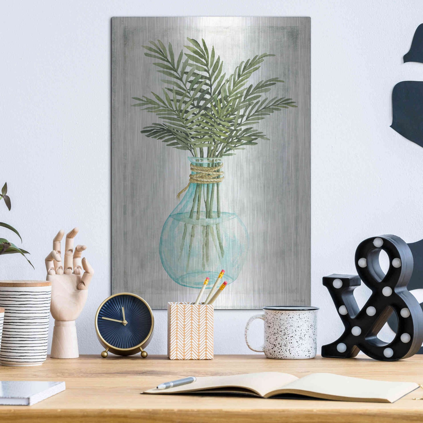 Luxe Metal Art 'Perfect Palms I' by Cindy Jacobs, Metal Wall Art,12x16