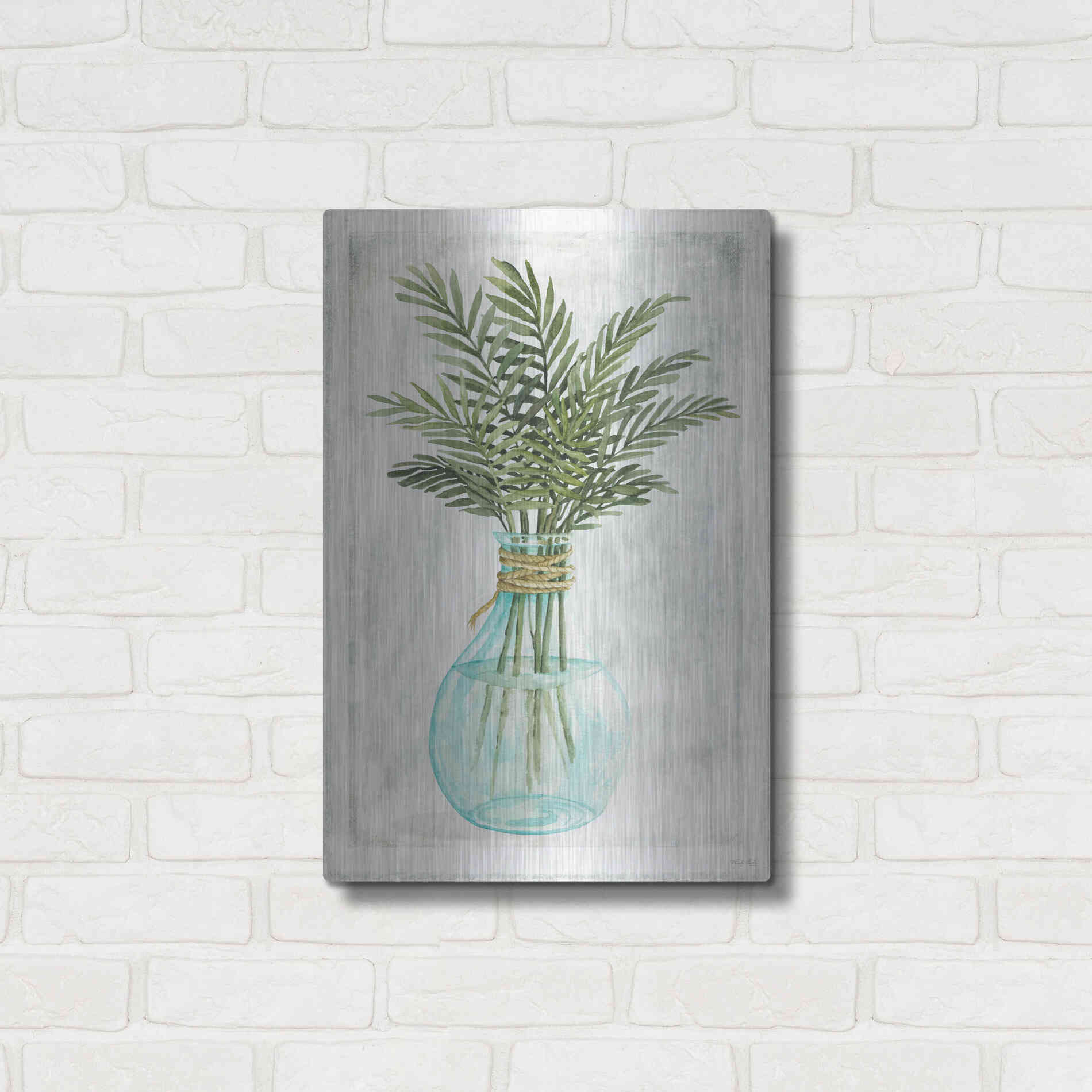 Luxe Metal Art 'Perfect Palms I' by Cindy Jacobs, Metal Wall Art,16x24