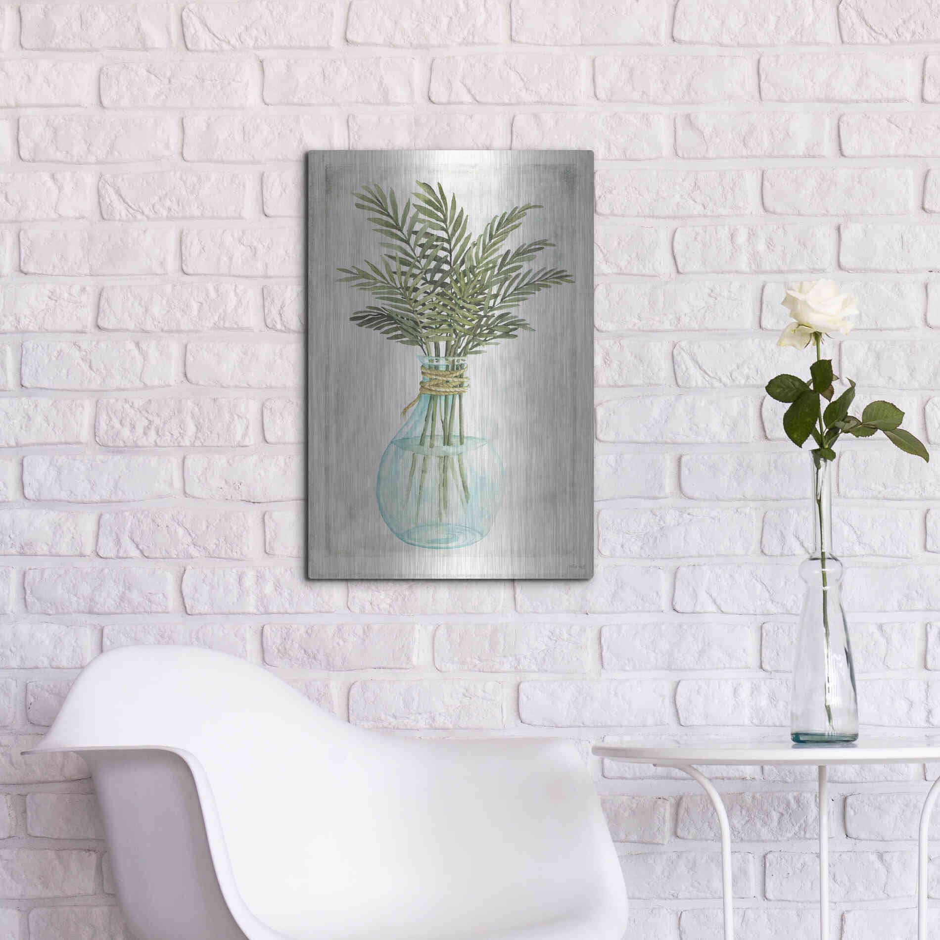 Luxe Metal Art 'Perfect Palms I' by Cindy Jacobs, Metal Wall Art,16x24