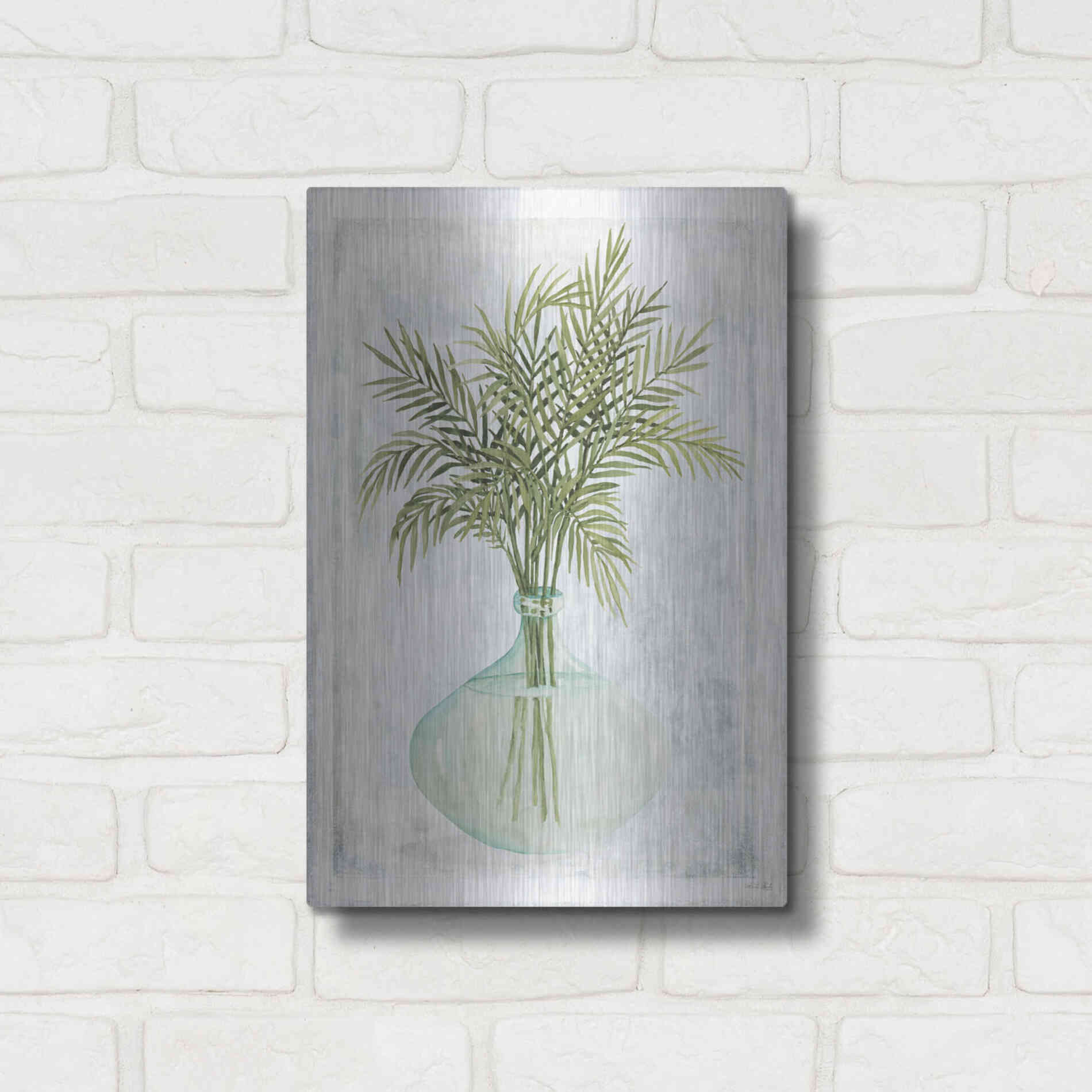 Luxe Metal Art 'Perfect Palms IV' by Cindy Jacobs, Metal Wall Art,12x16
