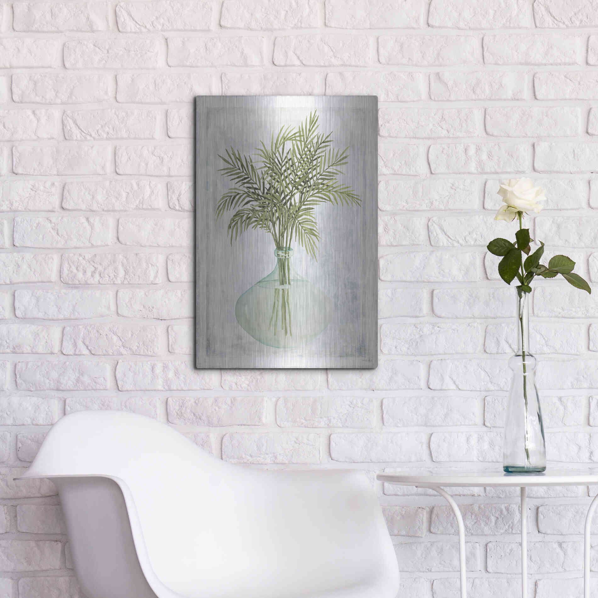 Luxe Metal Art 'Perfect Palms IV' by Cindy Jacobs, Metal Wall Art,16x24