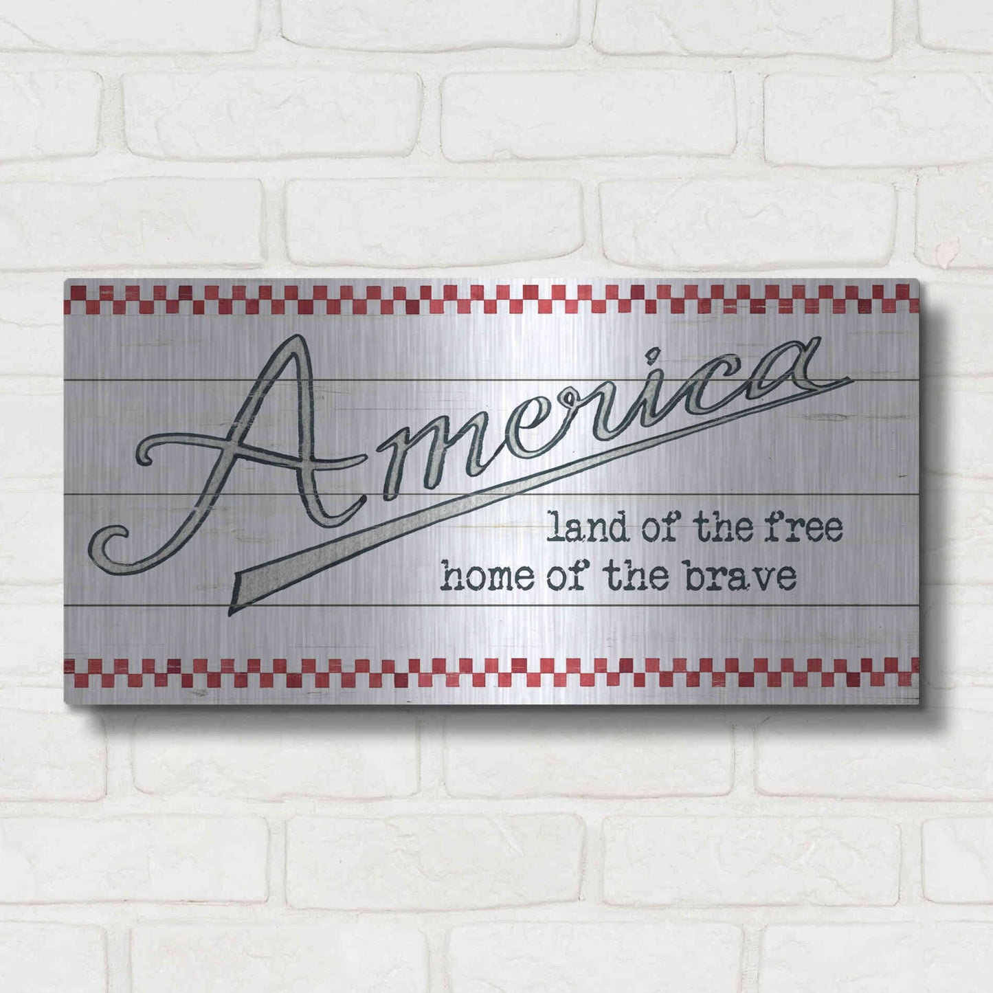 Luxe Metal Art 'America - Land of the Free' by Cindy Jacobs, Metal Wall Art,24x12