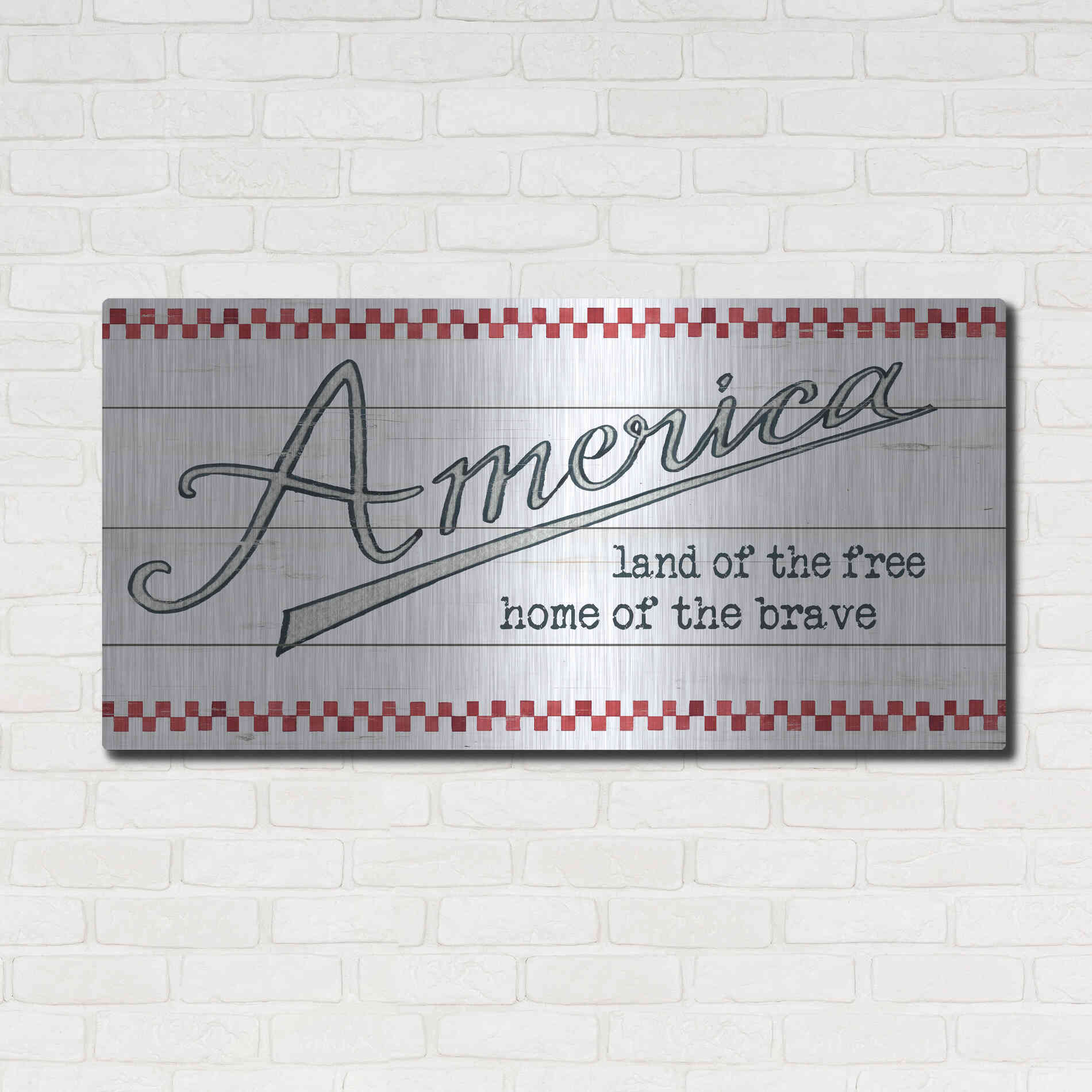 Luxe Metal Art 'America - Land of the Free' by Cindy Jacobs, Metal Wall Art,48x24