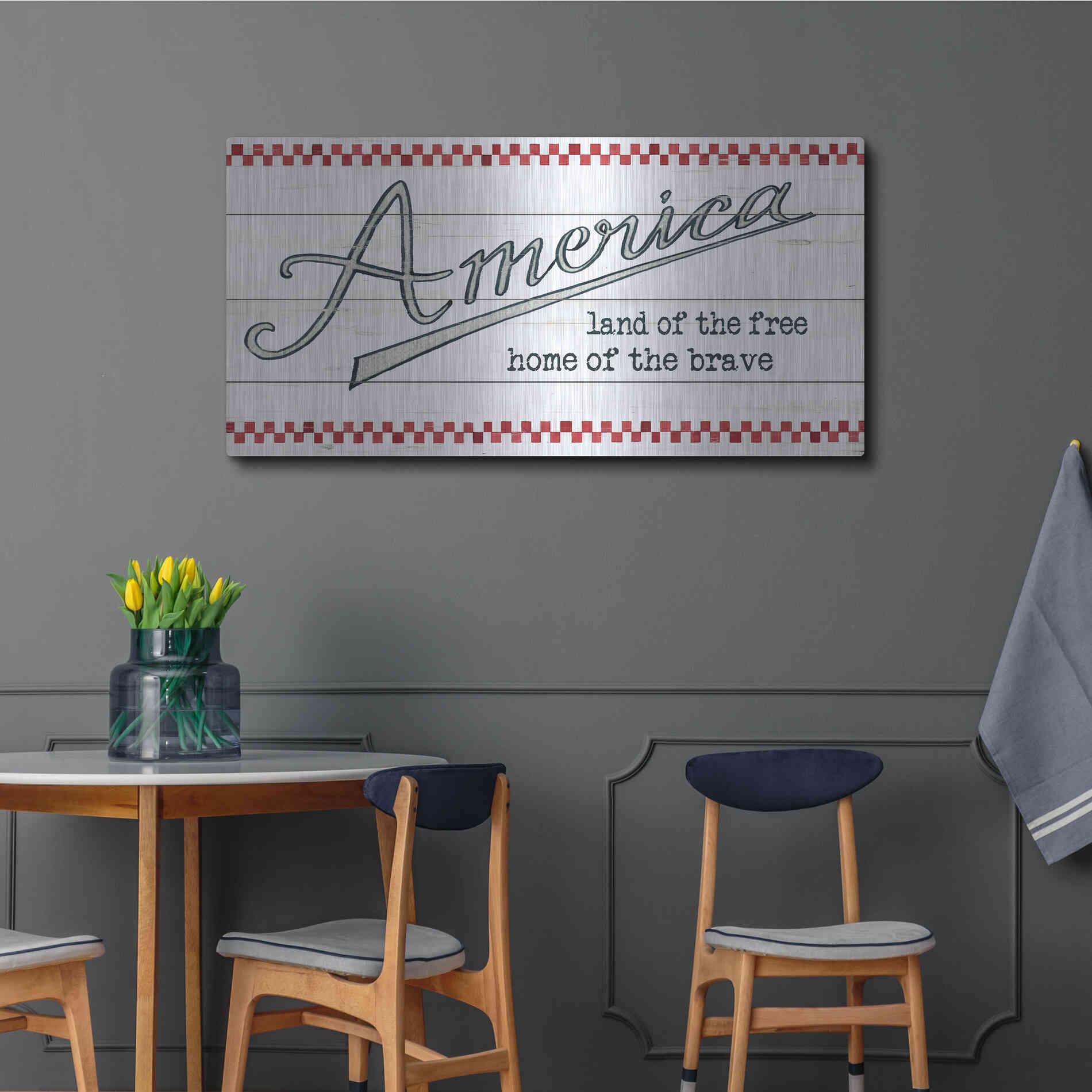 Luxe Metal Art 'America - Land of the Free' by Cindy Jacobs, Metal Wall Art,48x24