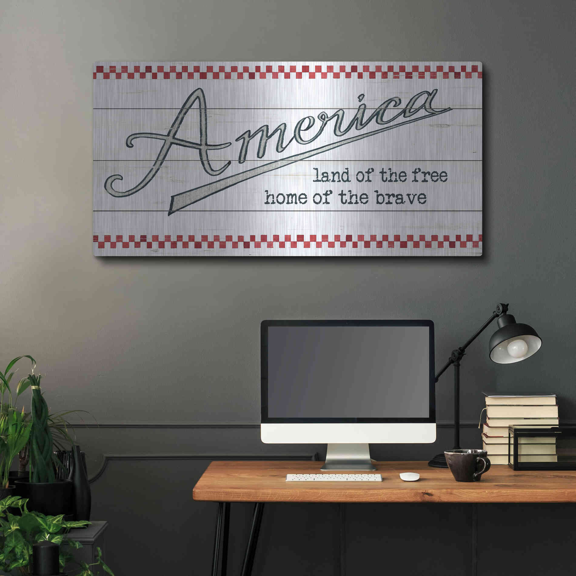 Luxe Metal Art 'America - Land of the Free' by Cindy Jacobs, Metal Wall Art,48x24