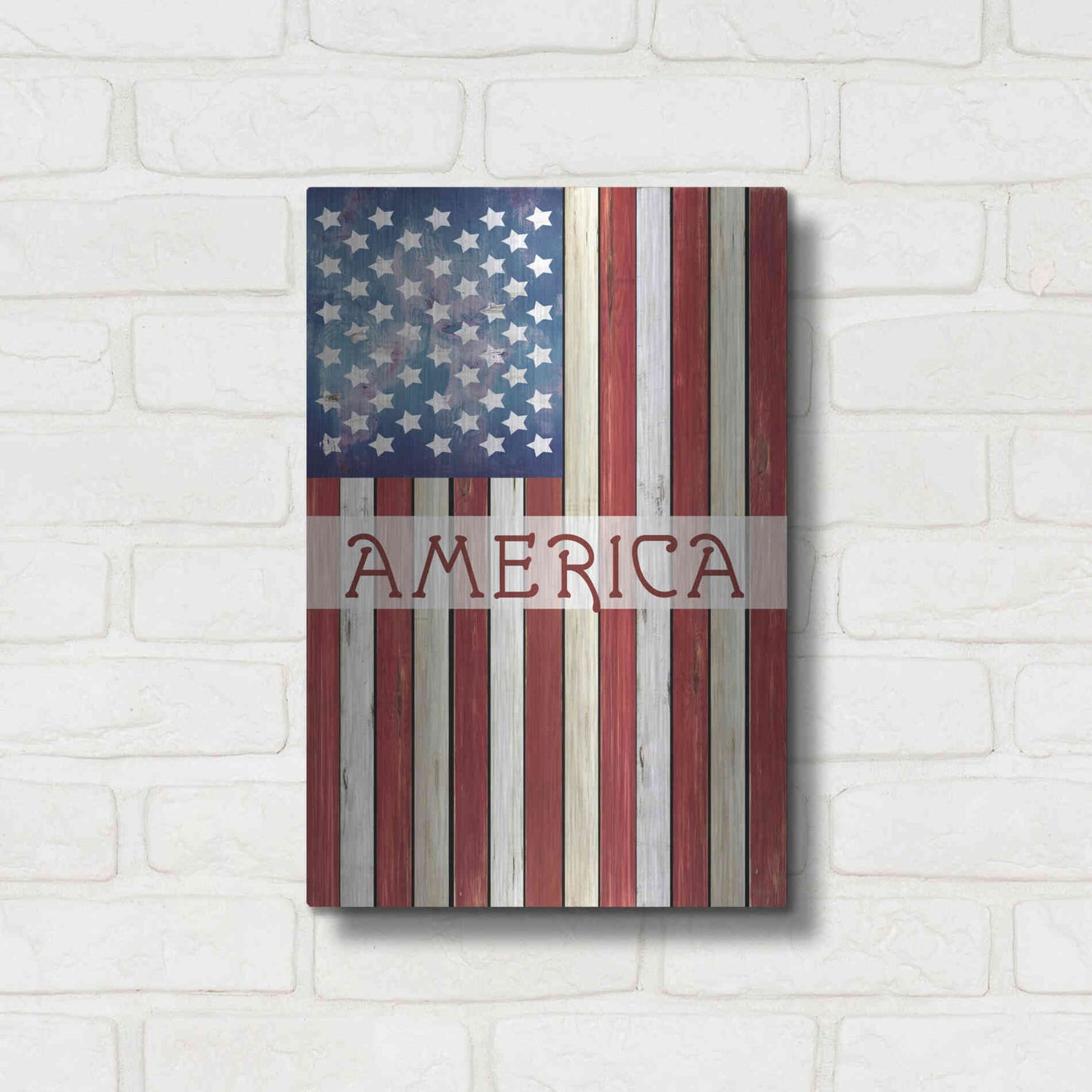 Luxe Metal Art 'American Flag' by Cindy Jacobs, Metal Wall Art,12x16