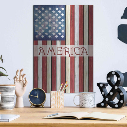 Luxe Metal Art 'American Flag' by Cindy Jacobs, Metal Wall Art,12x16