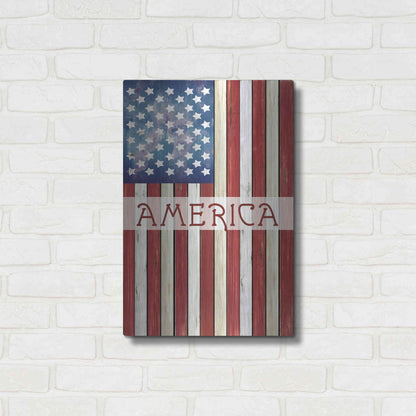 Luxe Metal Art 'American Flag' by Cindy Jacobs, Metal Wall Art,16x24