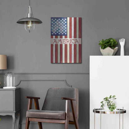 Luxe Metal Art 'American Flag' by Cindy Jacobs, Metal Wall Art,16x24