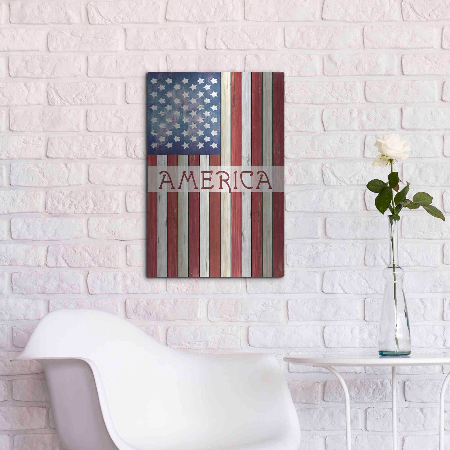 Luxe Metal Art 'American Flag' by Cindy Jacobs, Metal Wall Art,16x24