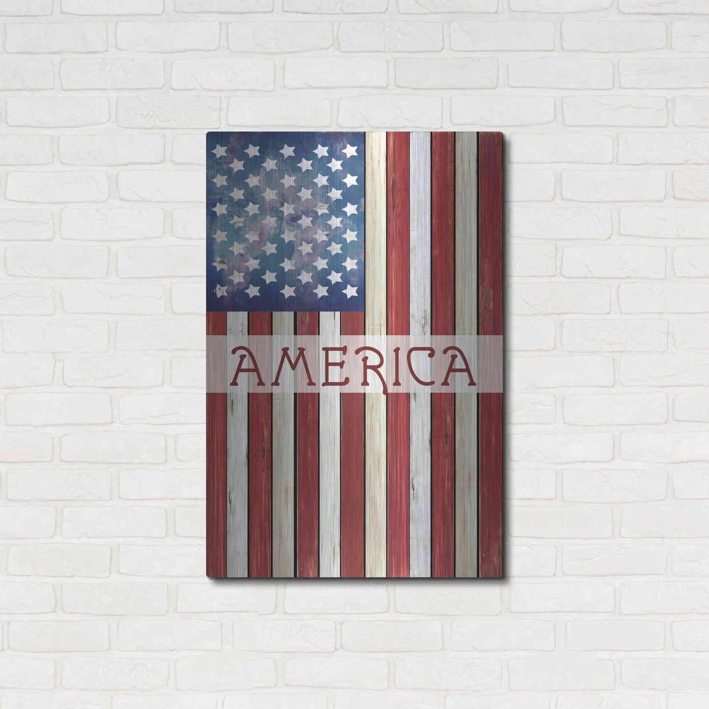 Luxe Metal Art 'American Flag' by Cindy Jacobs, Metal Wall Art,24x36